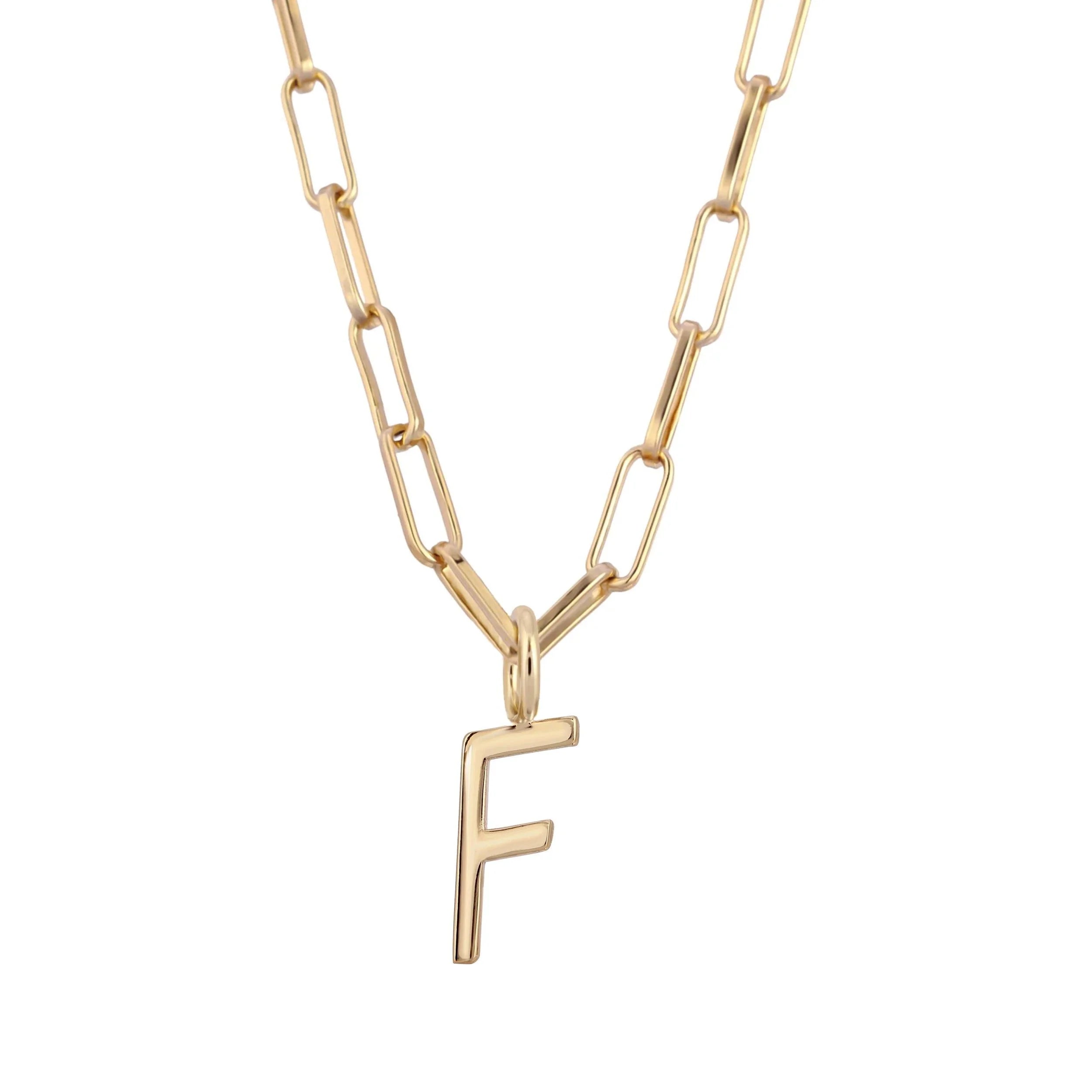 Essential Letter Charm Necklace - GOLD / F / 16’’ - Charm Necklaces