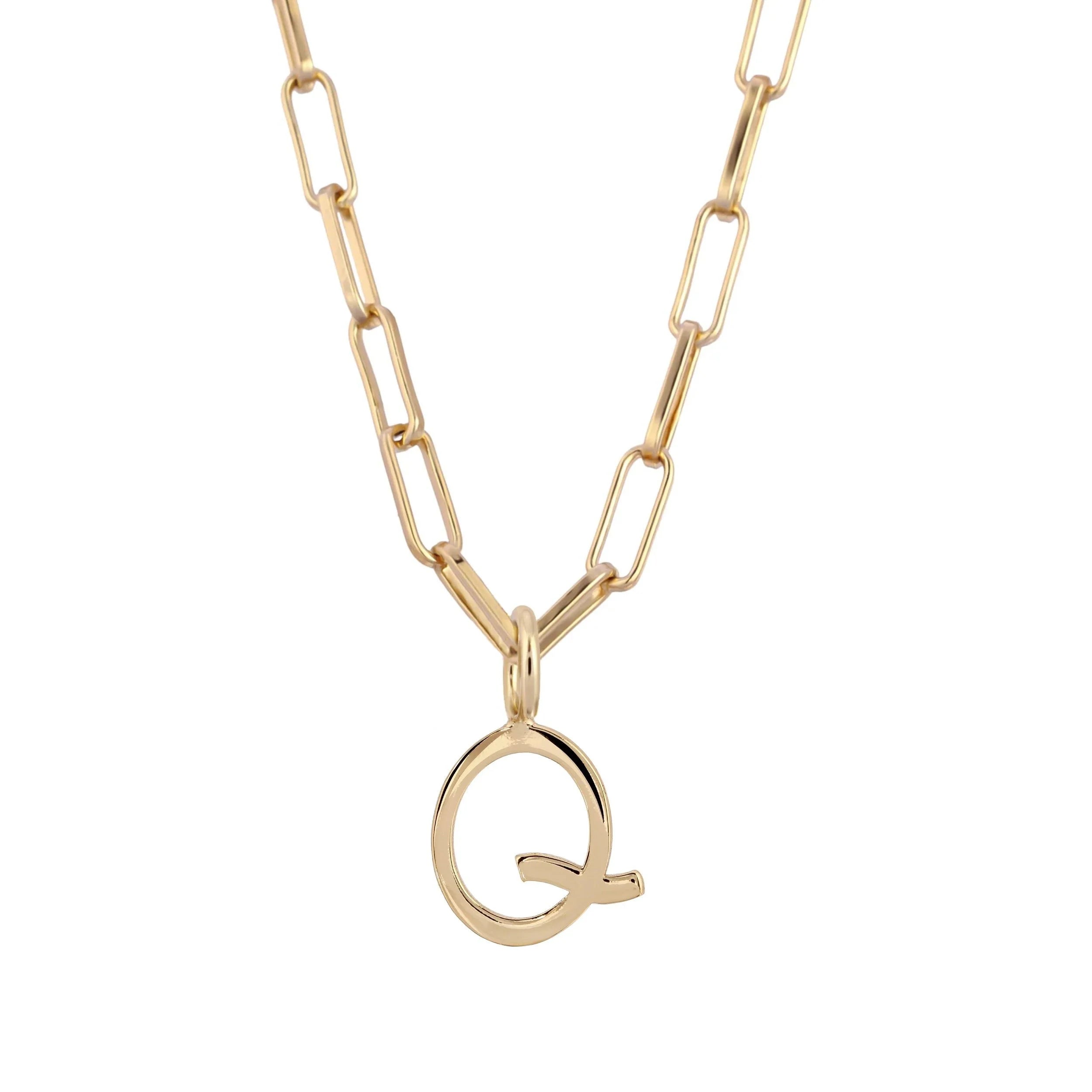 Essential Letter Charm Necklace - GOLD / Q / 16’’ - Charm Necklaces