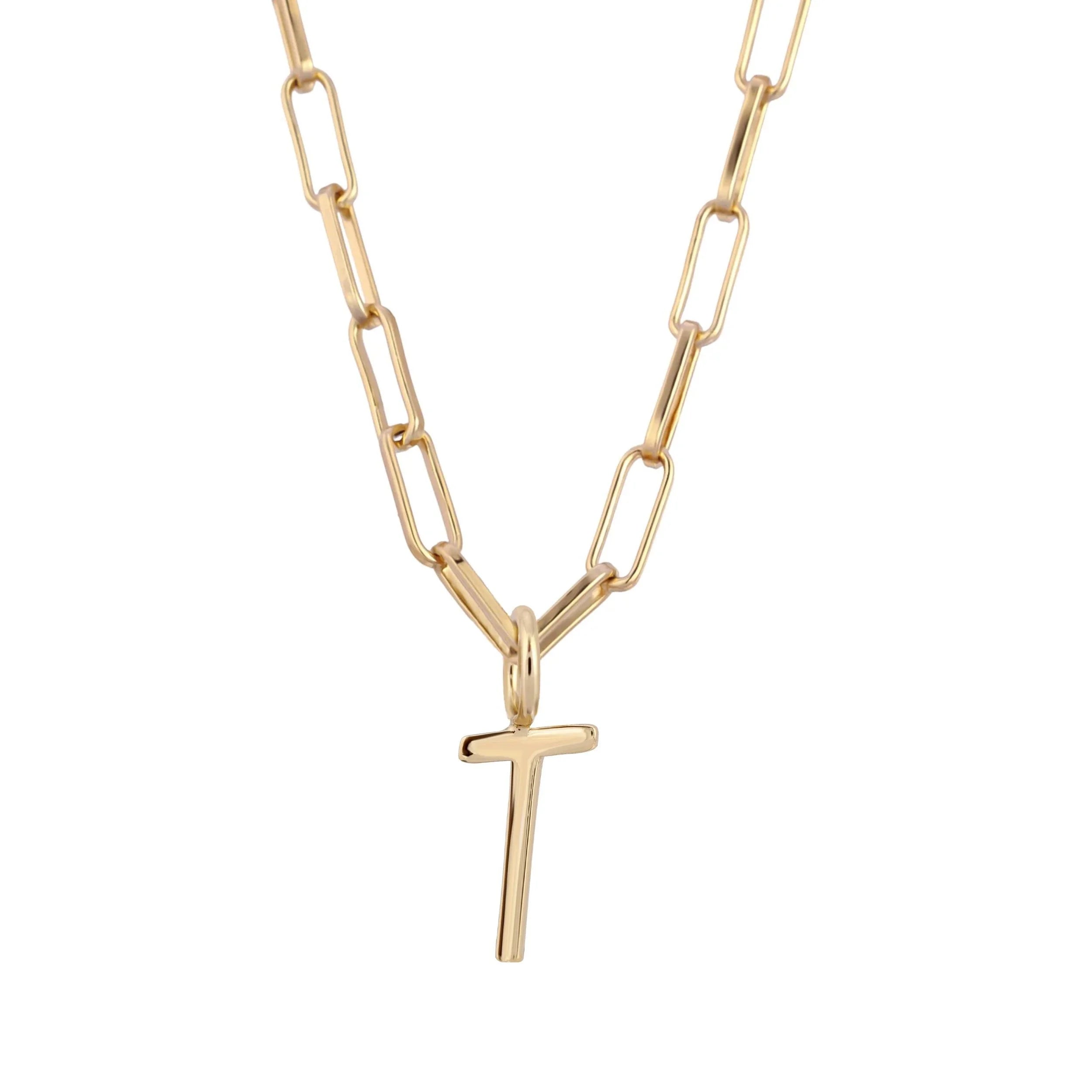 Essential Letter Charm Necklace - GOLD / T / 16’’ - Charm Necklaces