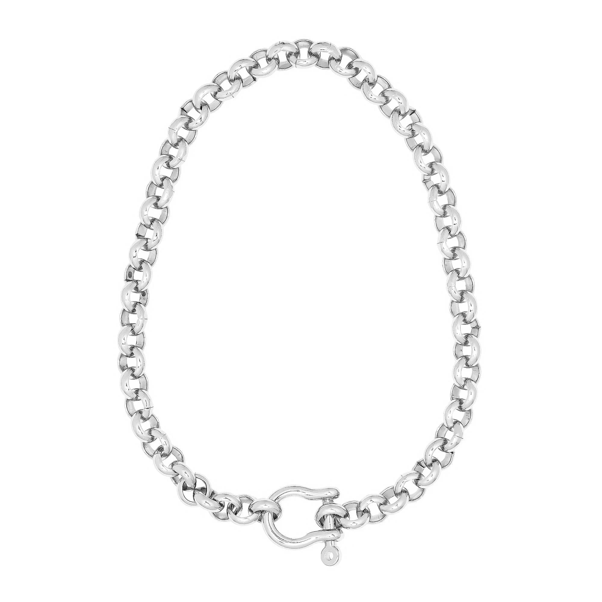 Harley Necklace Silver Chain with Shackle Clasp Stylish Jewelry Accessory