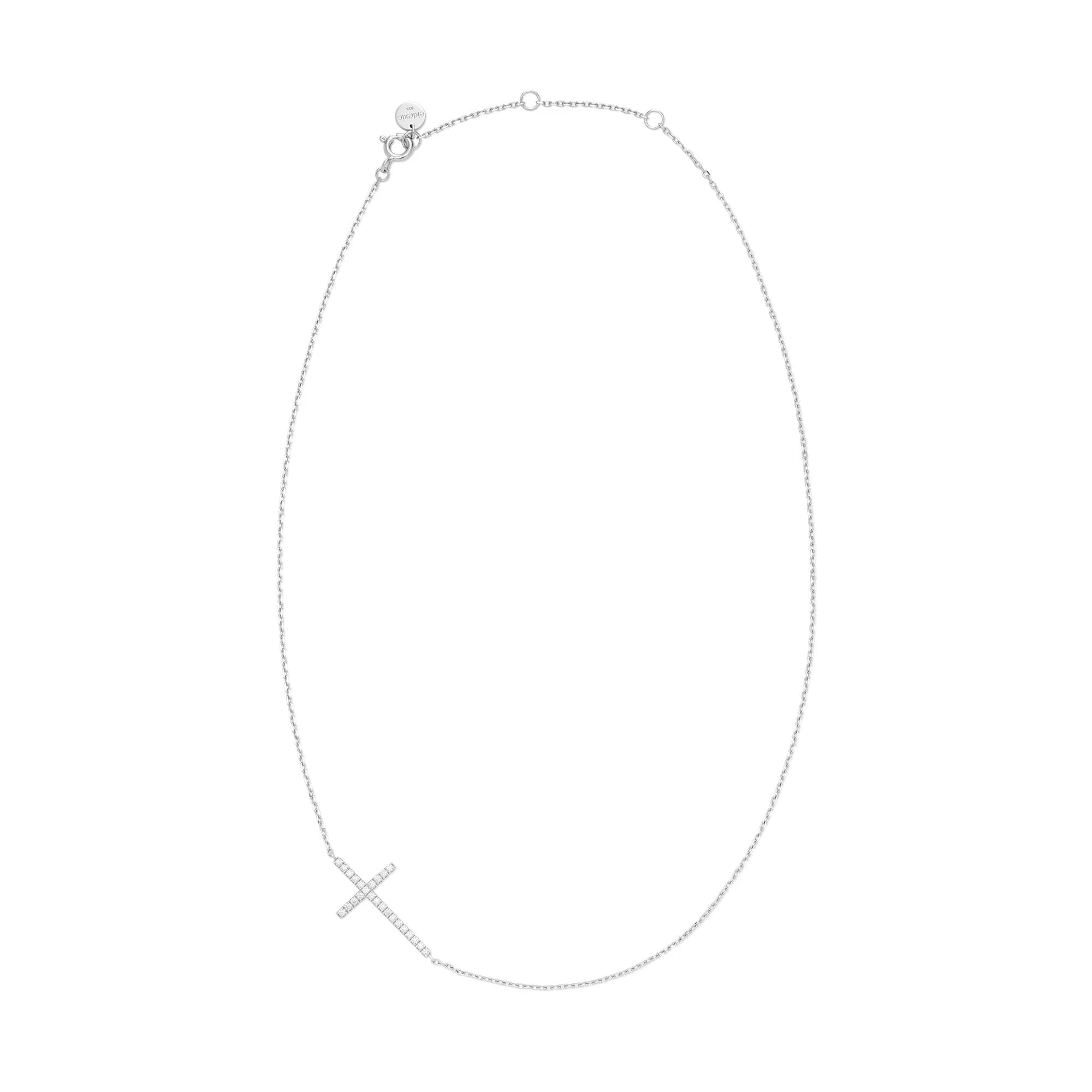 Horizontal CZ Cross Necklace