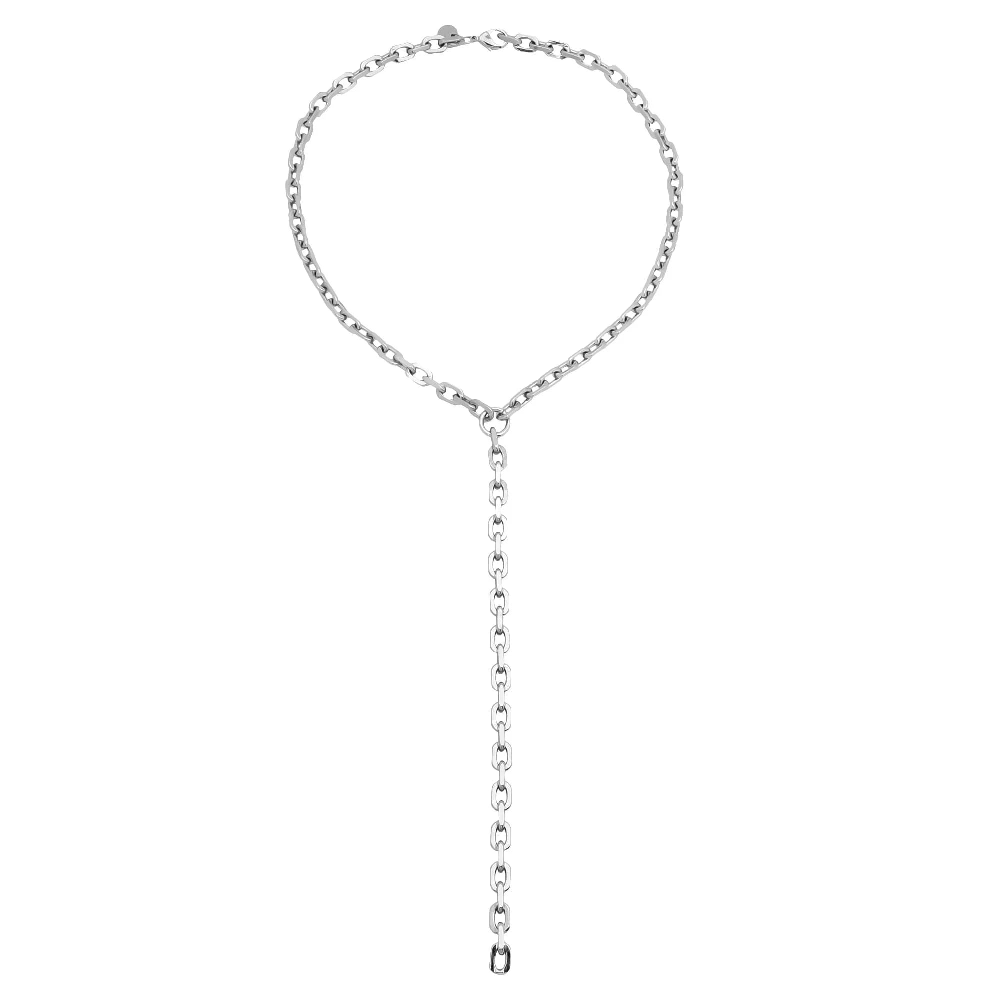 Silver Lennon Lariat Necklace with a stylish drop, perfect for your everyday look