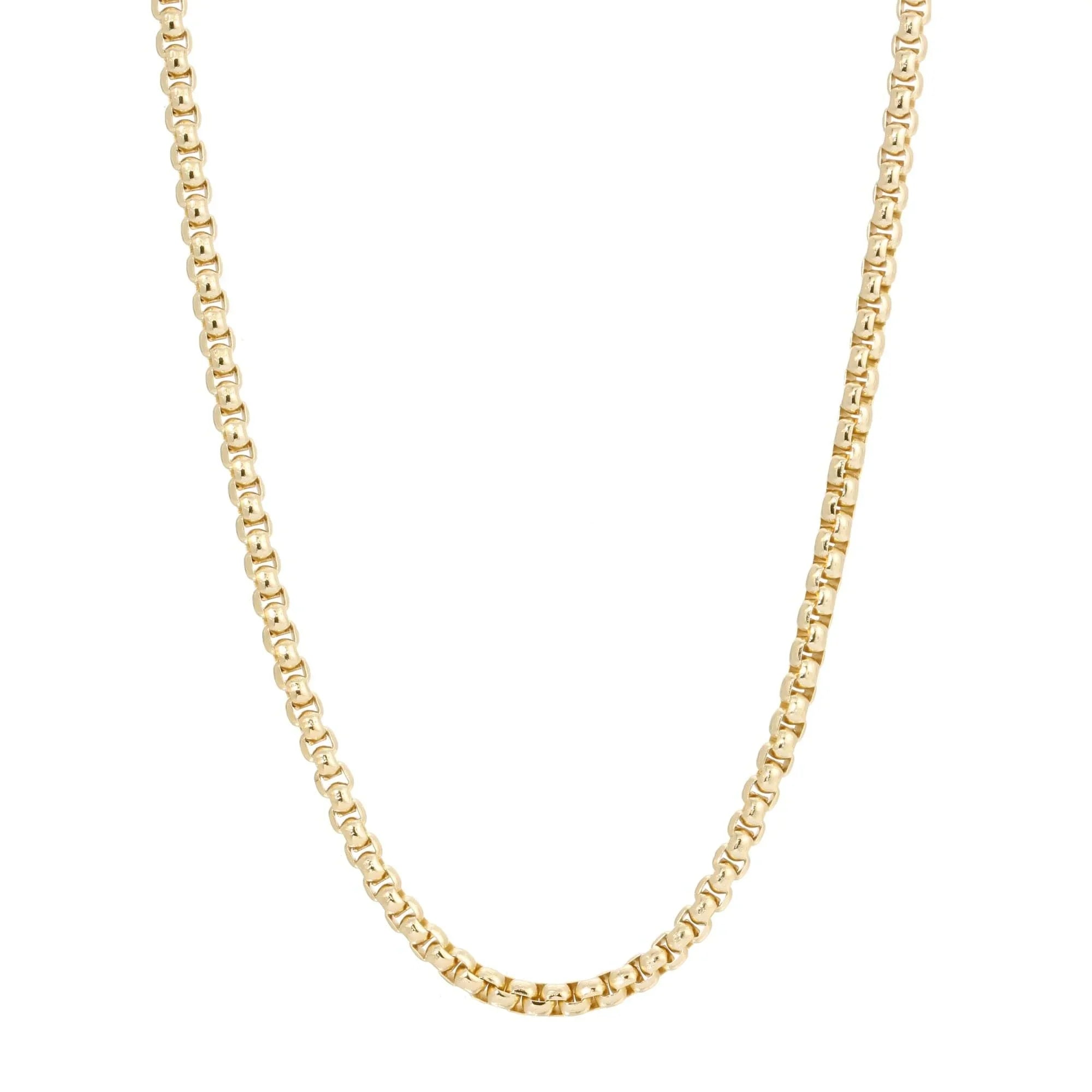 Shiny gold box chain necklace from Luciana perfect for casual or dressy looks