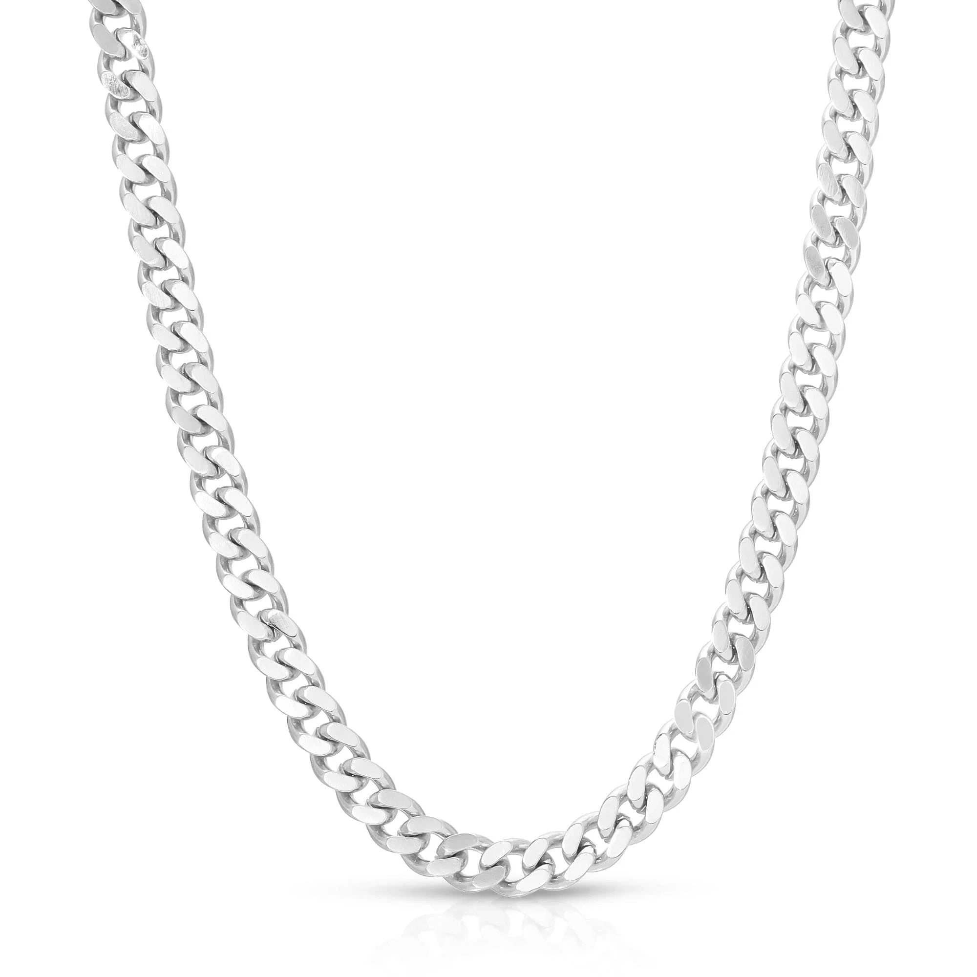 Silver curb chain necklace for men, stylish micro link design perfect for any outfit