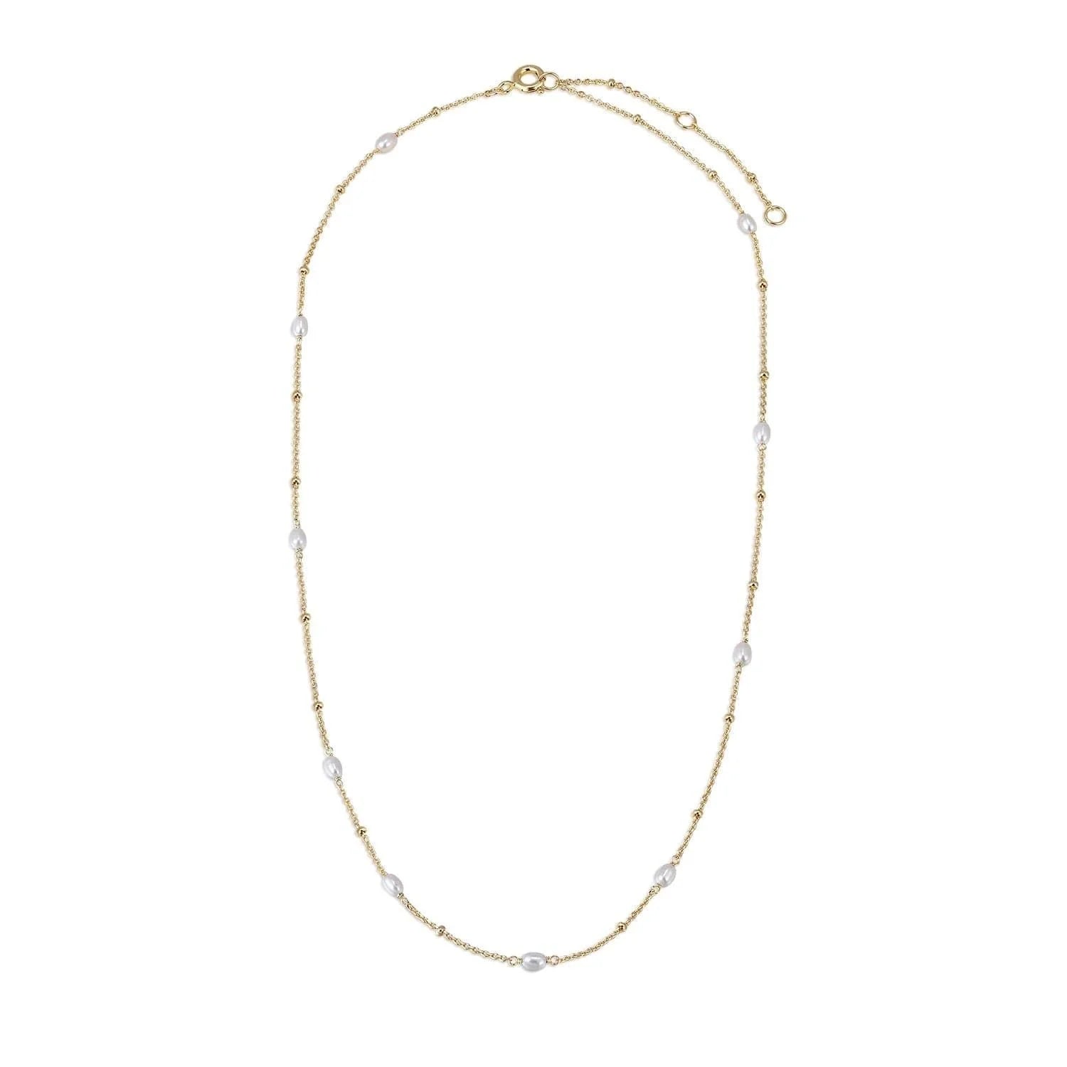 Gold beaded necklace with pearl accents from the Micro Pearl and Bead Necklace collection