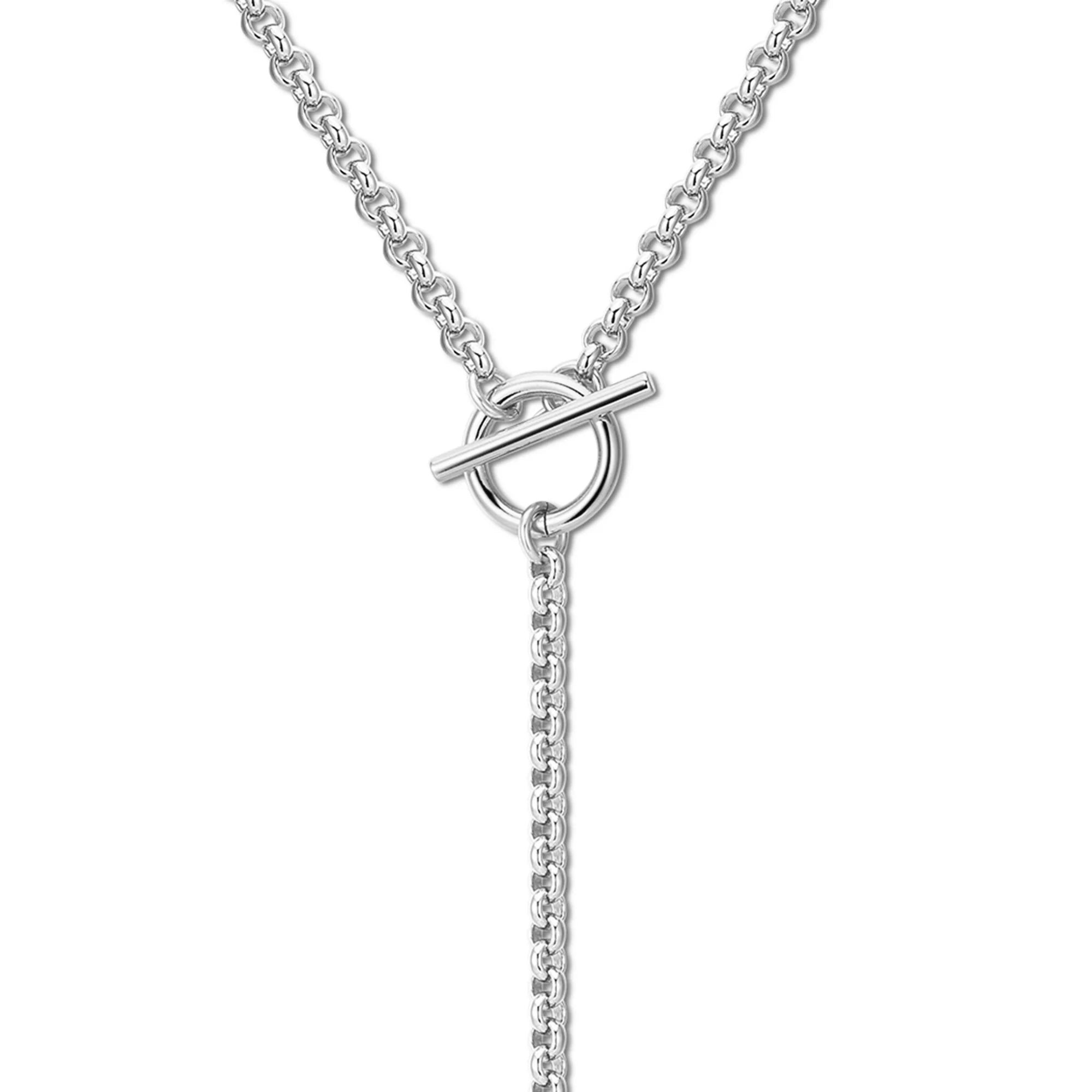Silver toggle necklace from Micro Royal Rolo Toggle Lariat collection