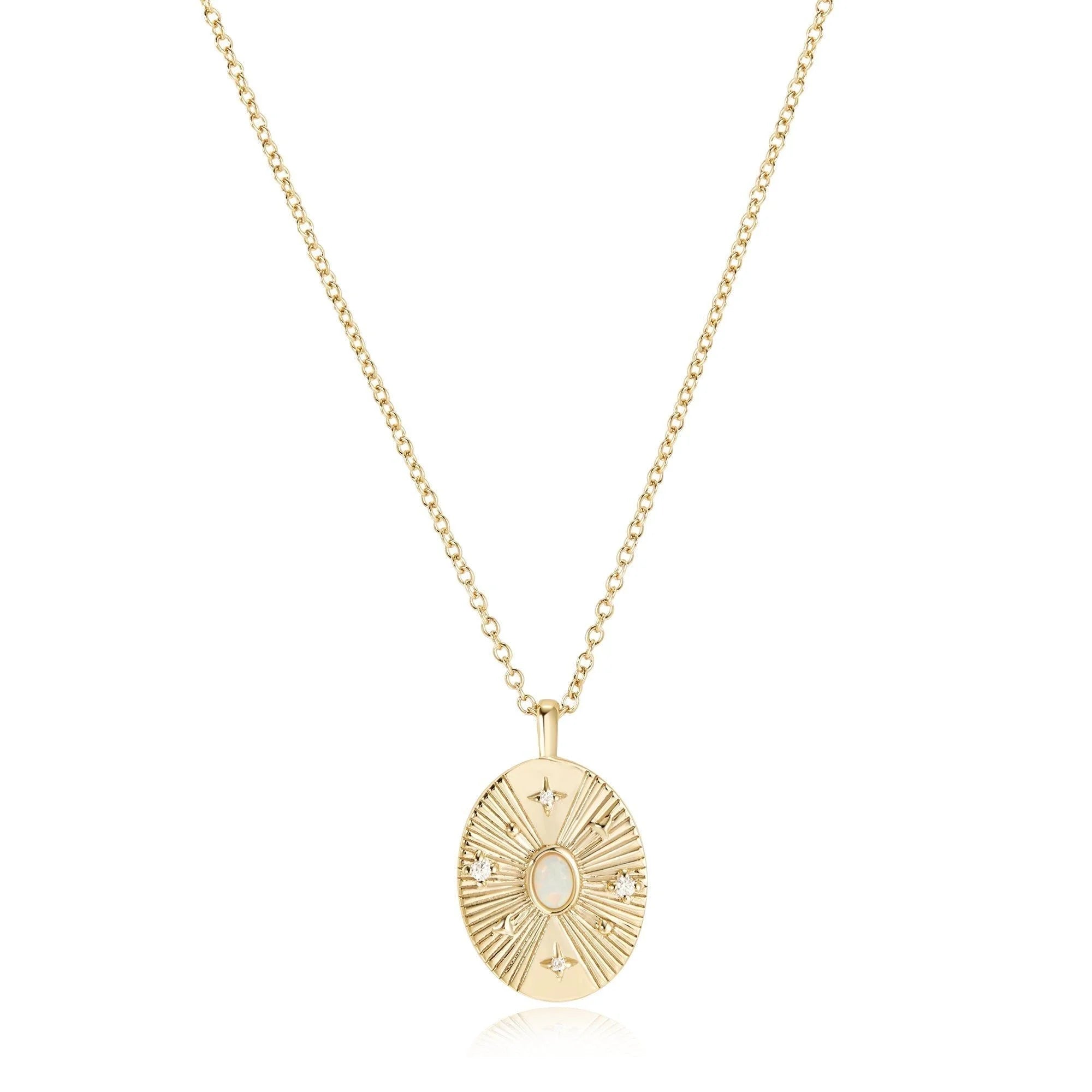 Opulent Opal & CZ Necklace - 14k Gold Plated Sterling Silver