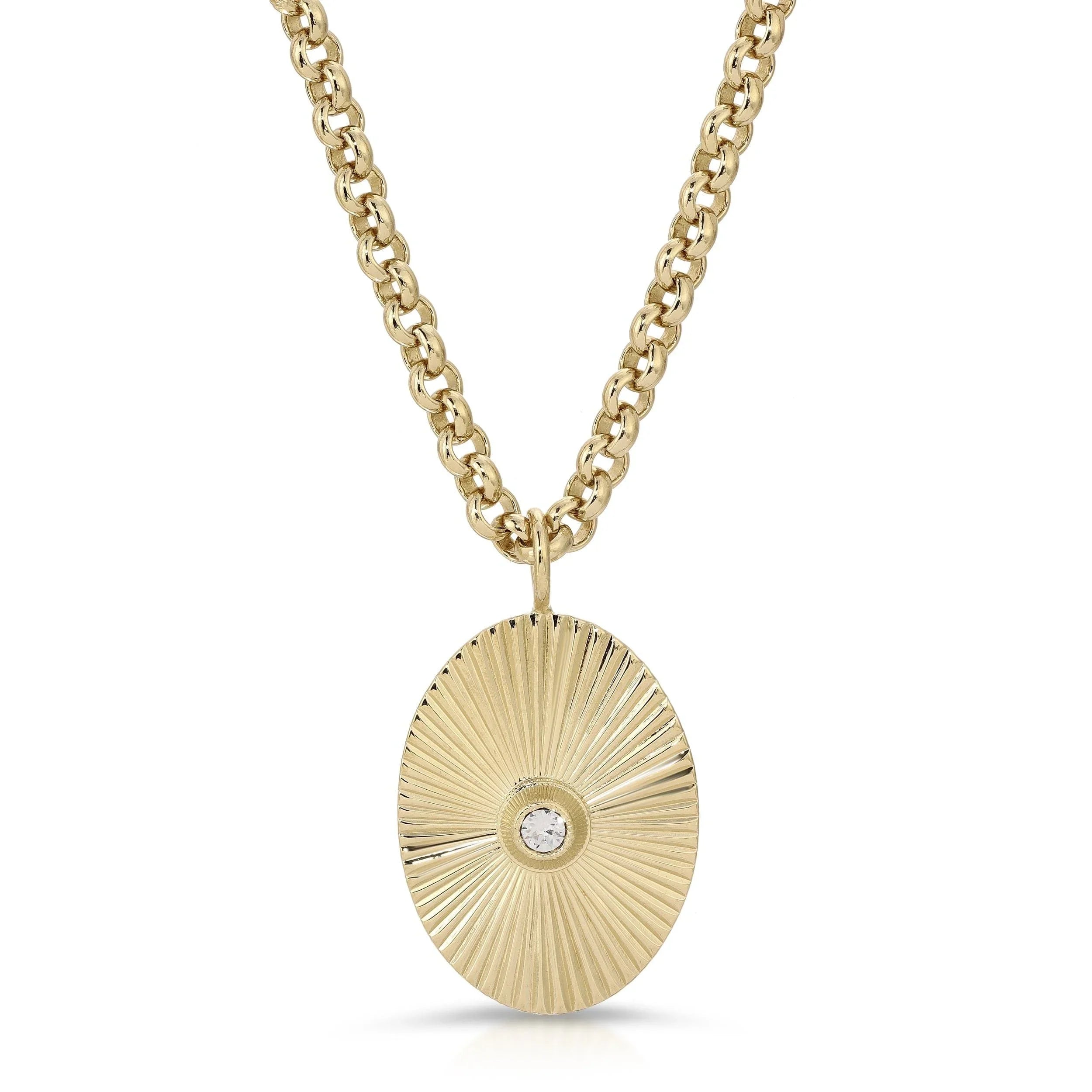 Gold chain necklace with oval pendant from Ozzy Pendant Necklace product lineup