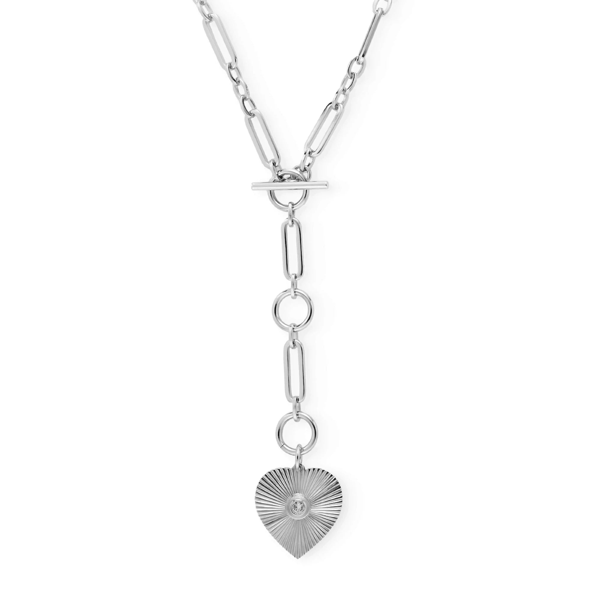 Silver heart pendant necklace from Perla Convertible Lariat Necklace collection