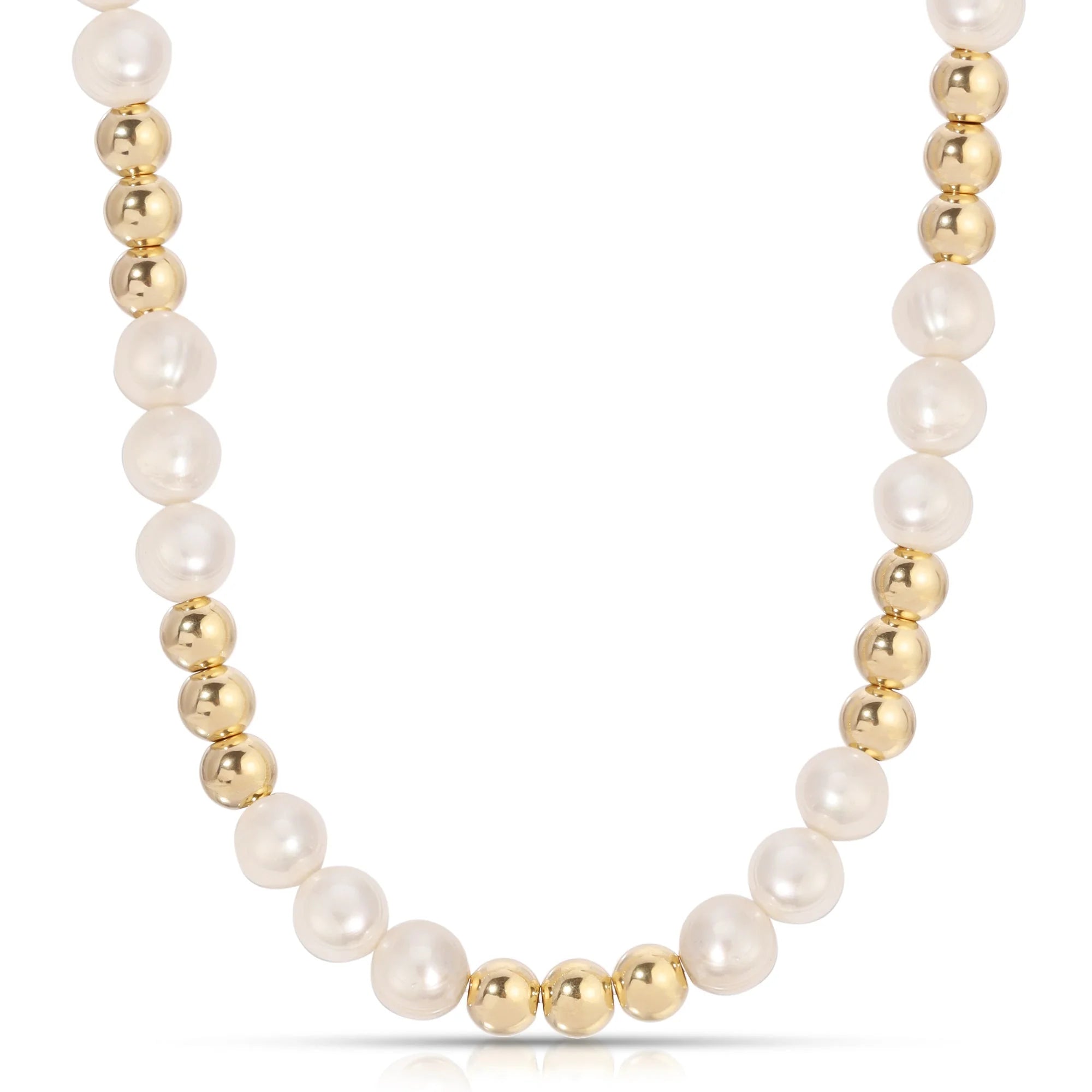 Petra Pearl and Gold Bead Necklace showcasing elegant jewelry design