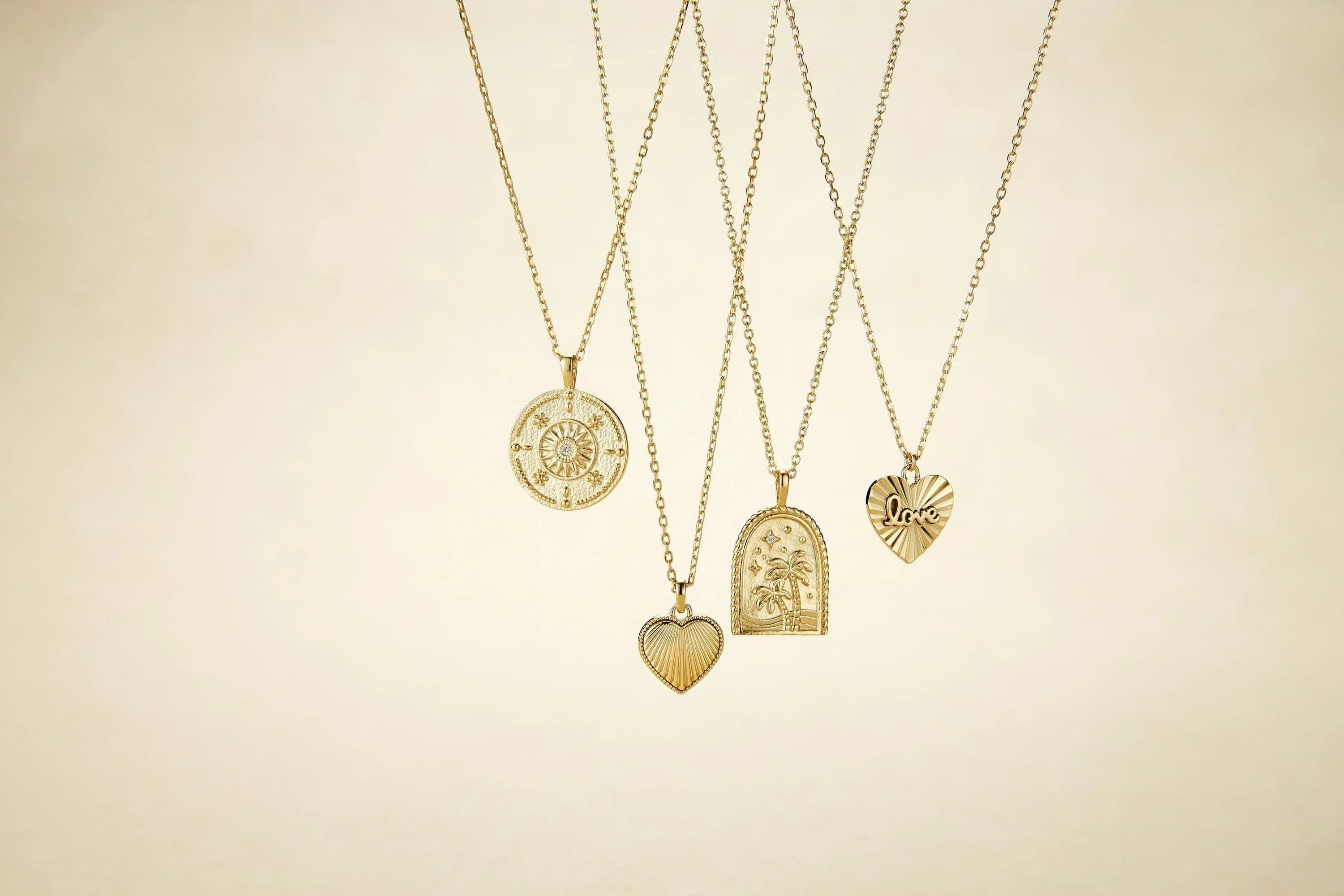 Round Sun Pendant With CZ Center Stone Necklace - Pendant Necklaces