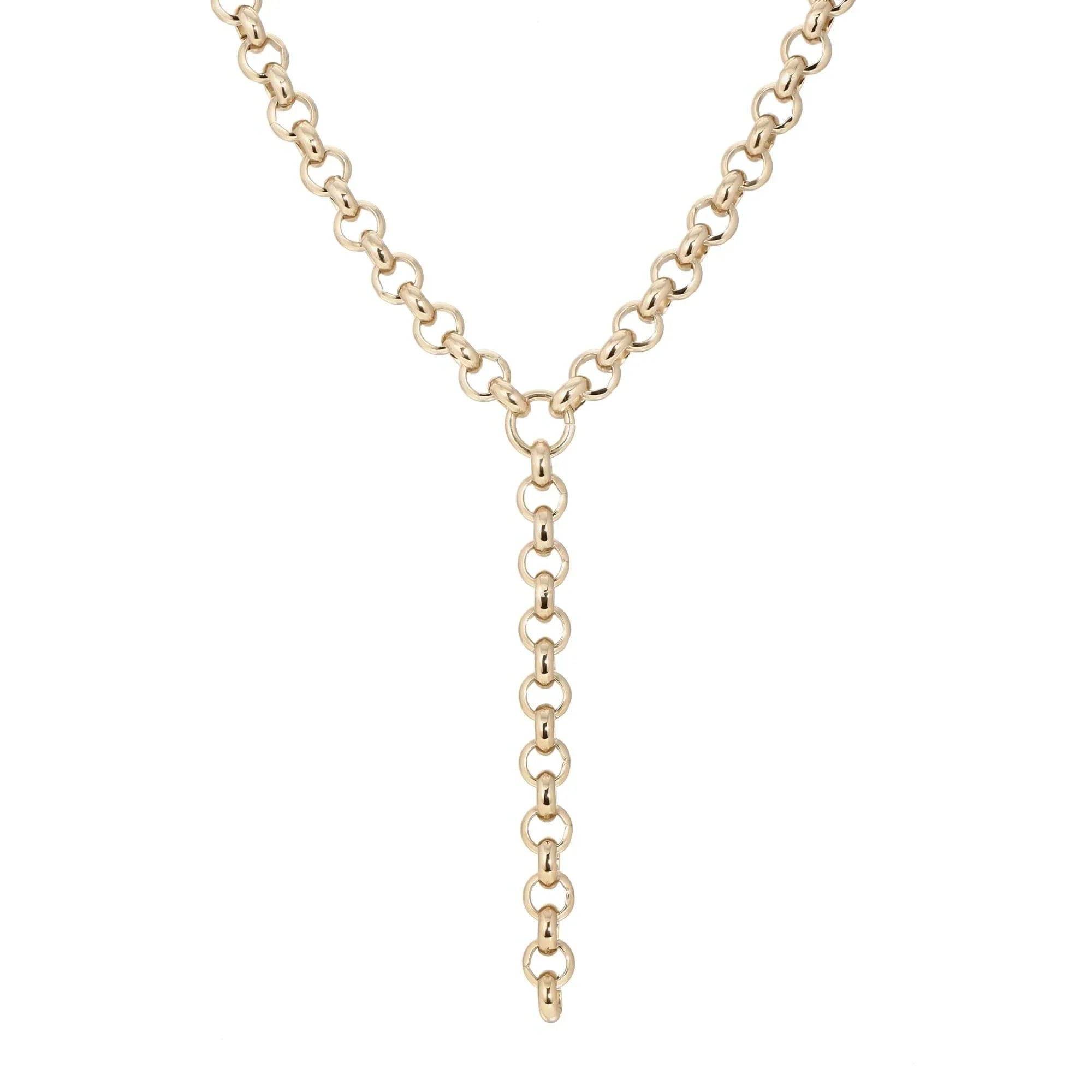 Gold-toned Royal Rolo Chain Lariat with stylish Y-shaped drop necklace