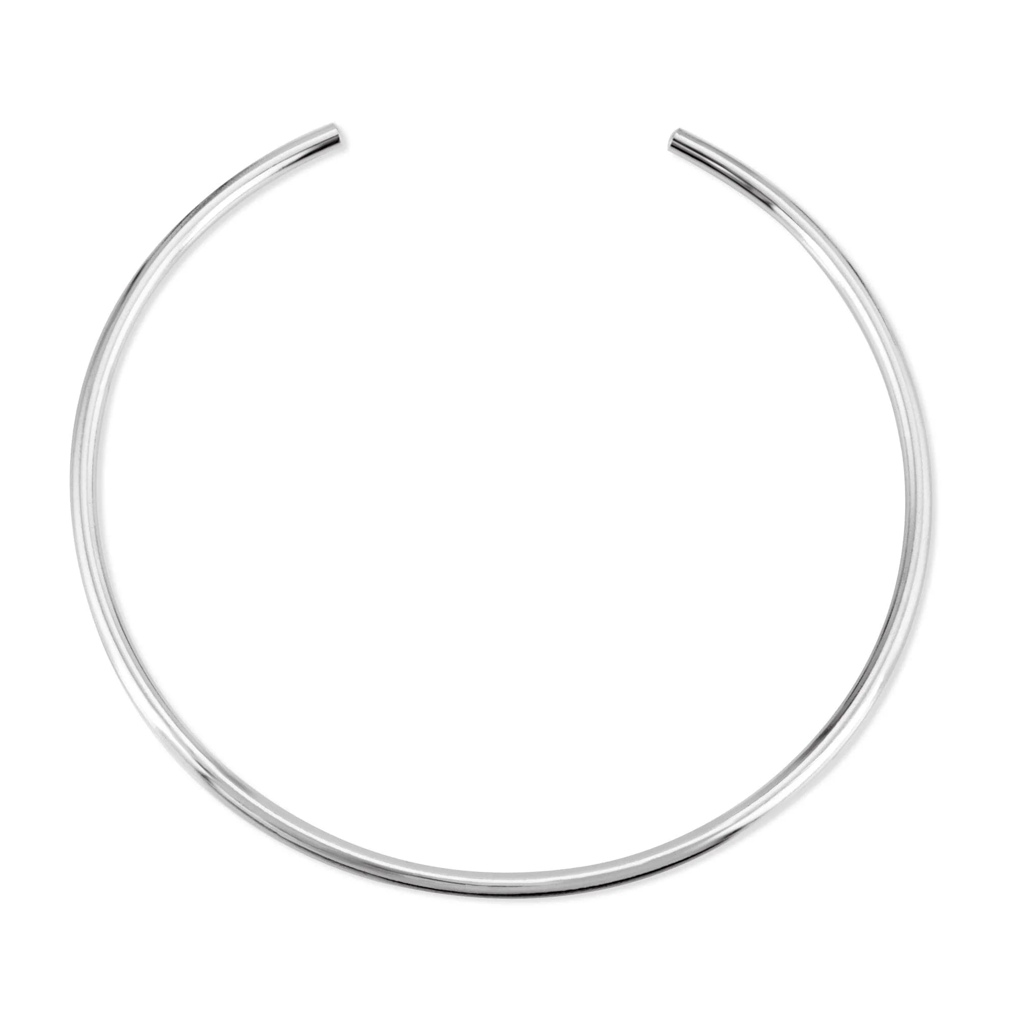 Silver metal choker necklace from the Simple Round Collar Necklace collection