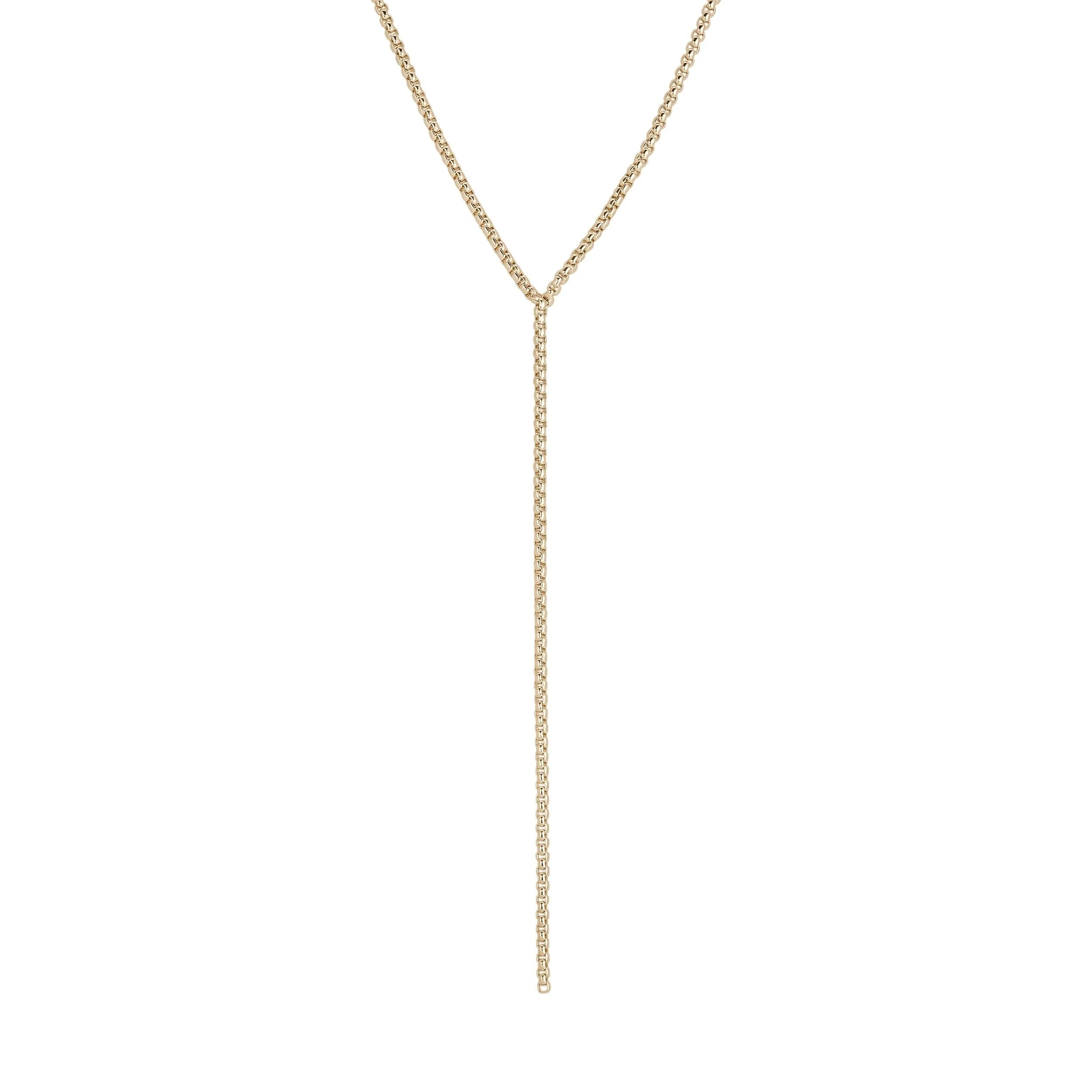 Gold-toned Y-shaped necklace from Thin Luciana Box Chain Lariat collection