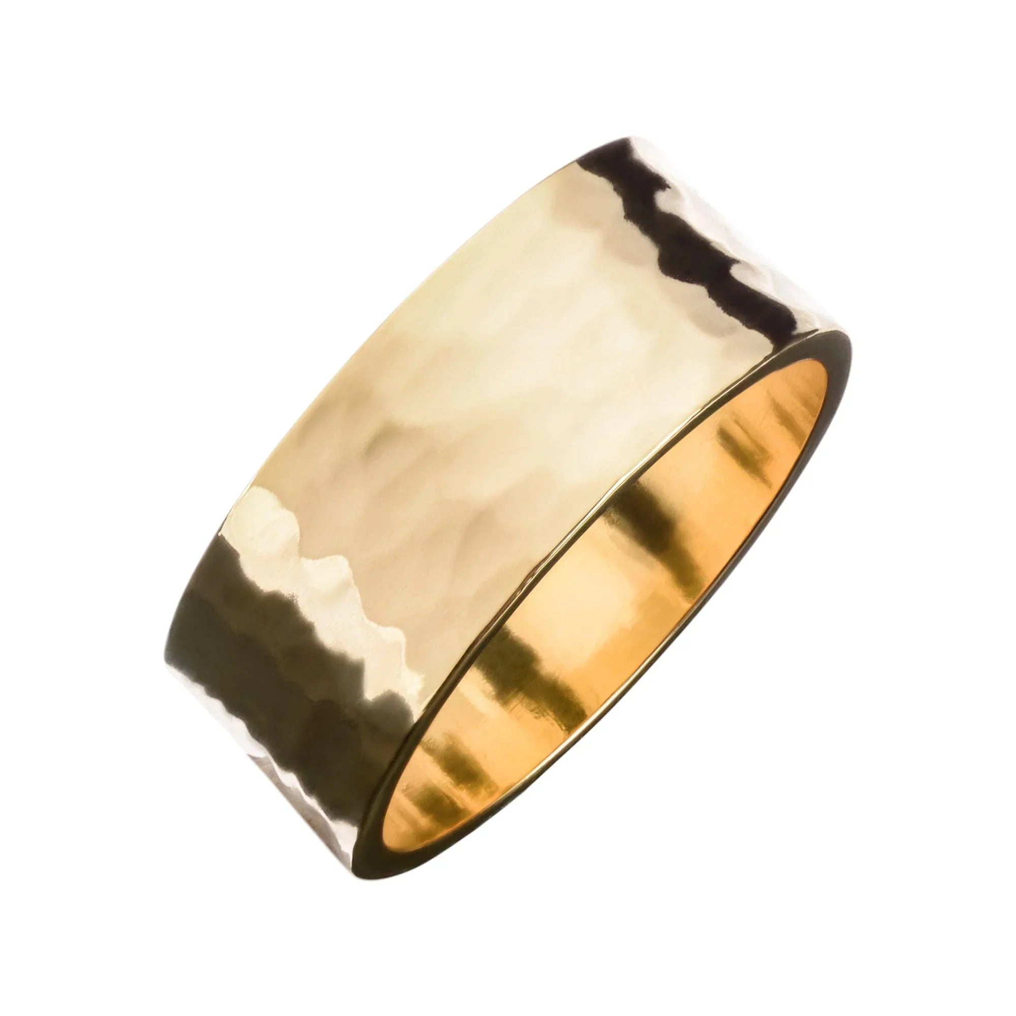 Gold hammered-texture ring perfect for Men’s 9.5mm Hammered Ring style
