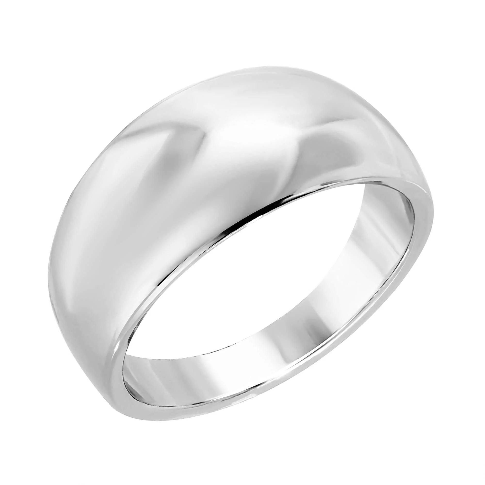 Polished silver dome ring from Rowan Ring collection, stylish and shiny jewelry piece