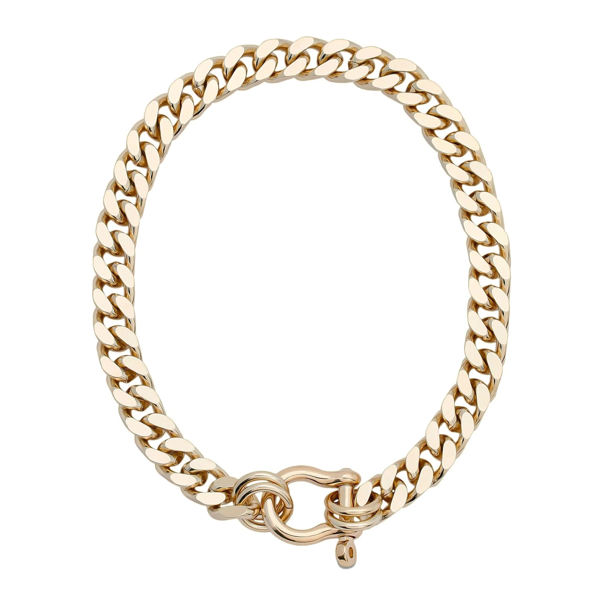 Gold chain bracelet with shackle clasp from Roxy Necklace collection