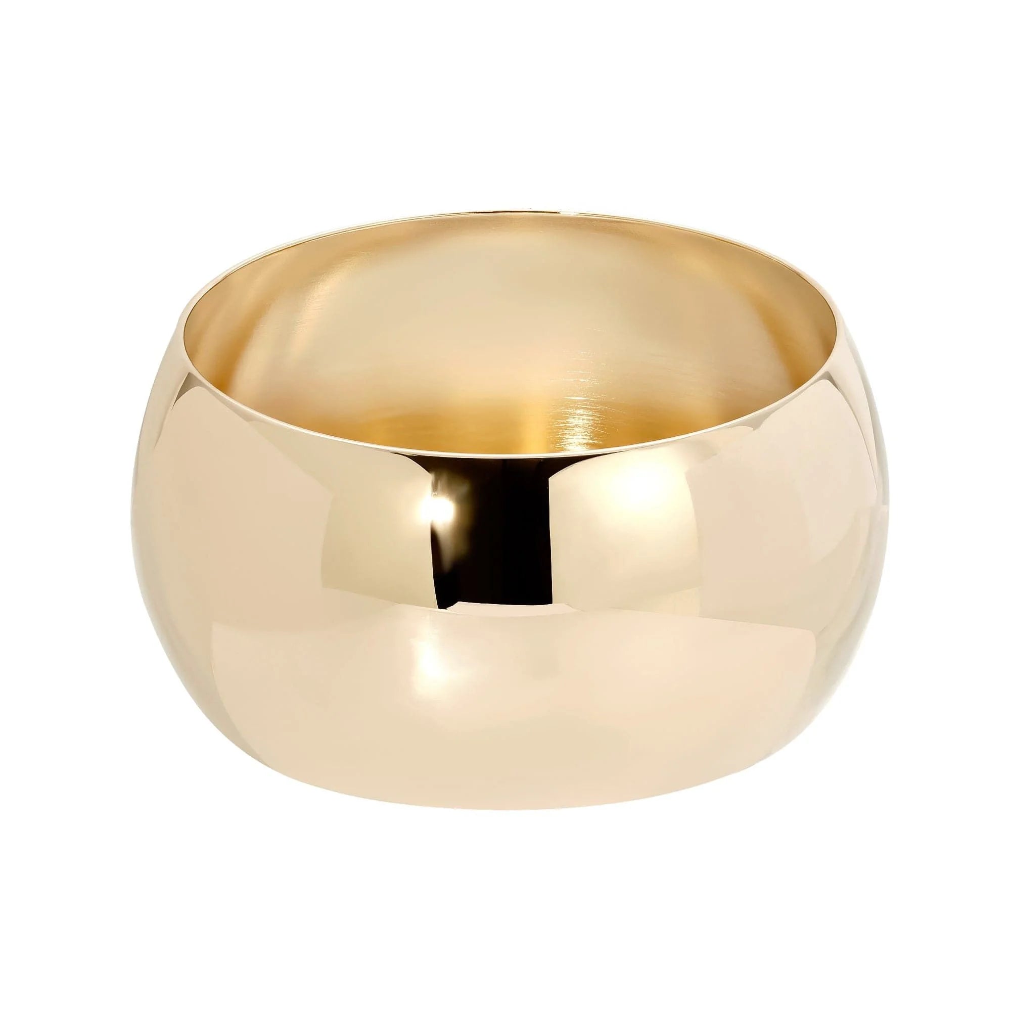 Shiny gold bowl displayed as part of a large domed bangle made from recycled brass