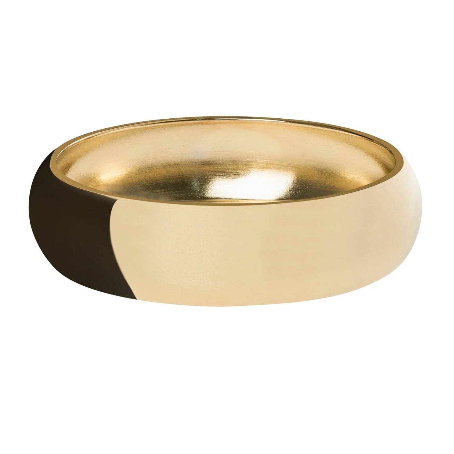Gold-colored Medium Athena Bangle in recycled brass, inch wide domed recycled brass jewelry