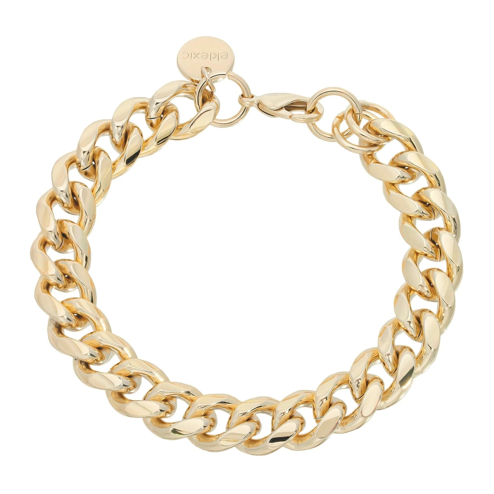 Gold-toned chain bracelet showcasing a men’s Cuban Link Bracelet with rounded Cuban link design