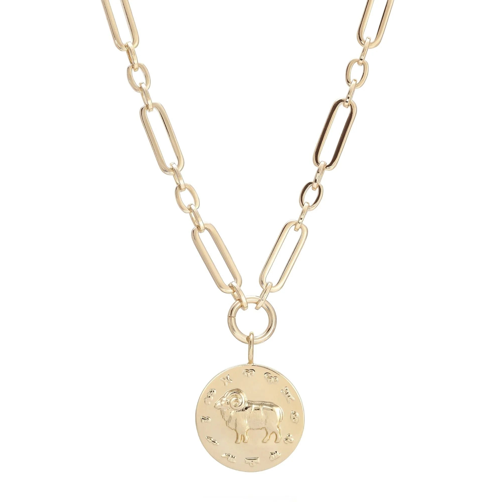 Gold-toned Zodiac Pendant Necklace displayed in the Zodiac Pendant Necklace product image