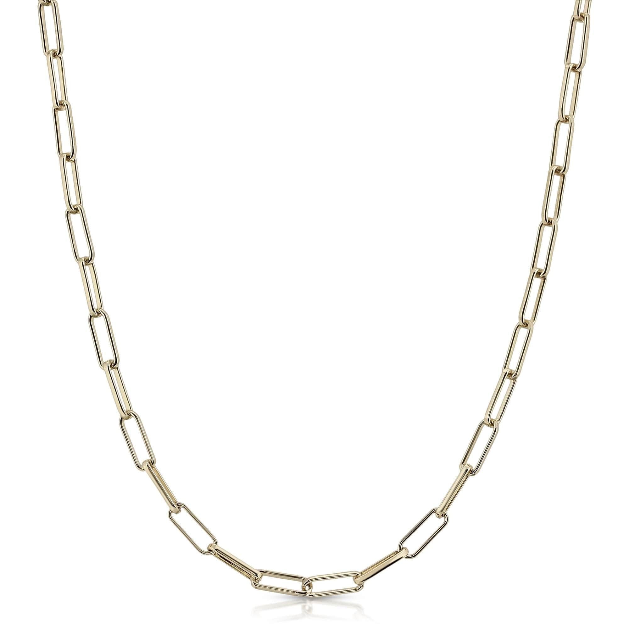 Gold rectangular link chain from the Elongated Link Chain in recycled brass plating