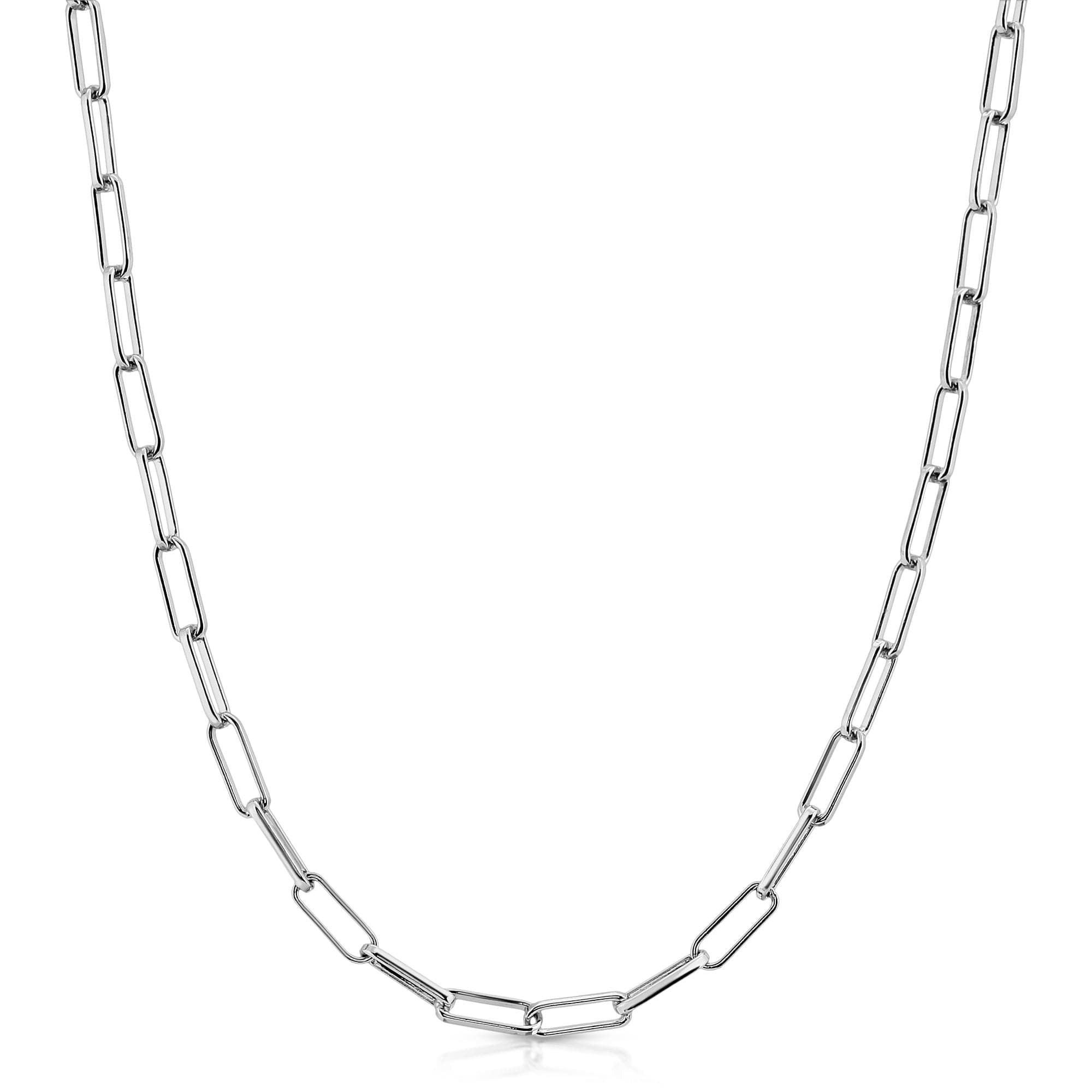 Silver rectangular link chain for Elongated Link Eyewear Chain, rhodium-silver plated recycled