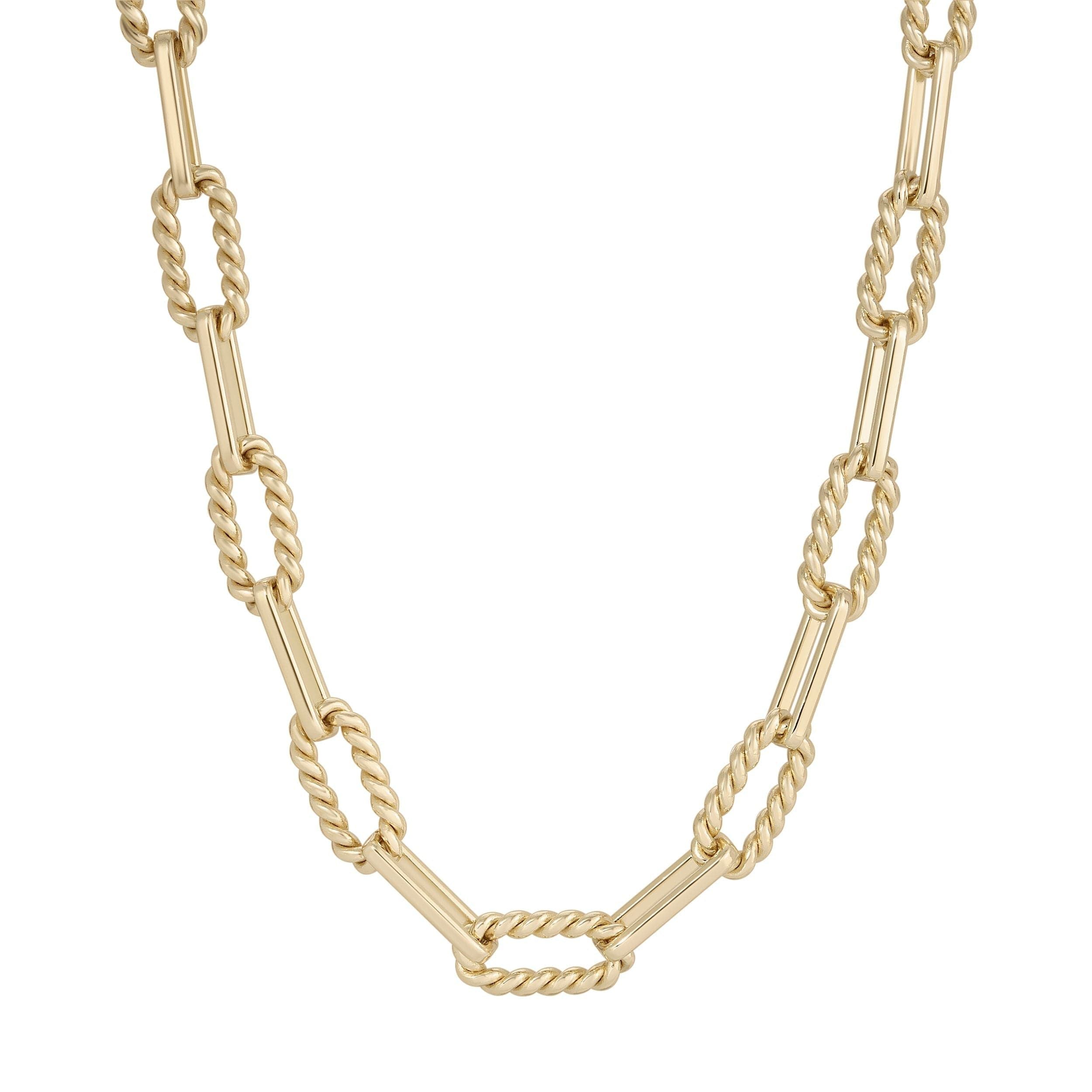 Gold chain link necklace from Enzo Eyewear Chain featuring an alternating twisted link design