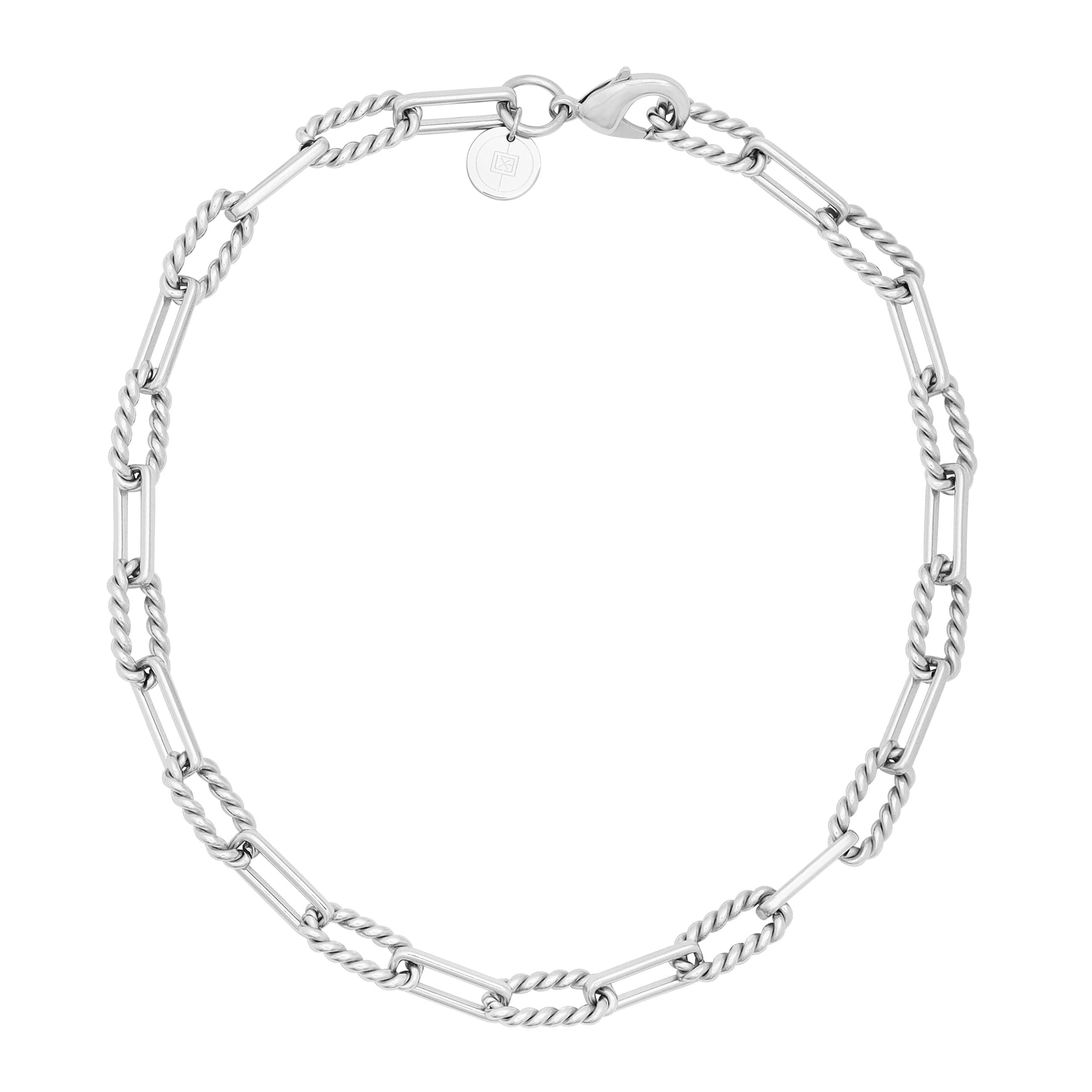 Silver alternating twisted link chain bracelet from the Enzo Necklace collection