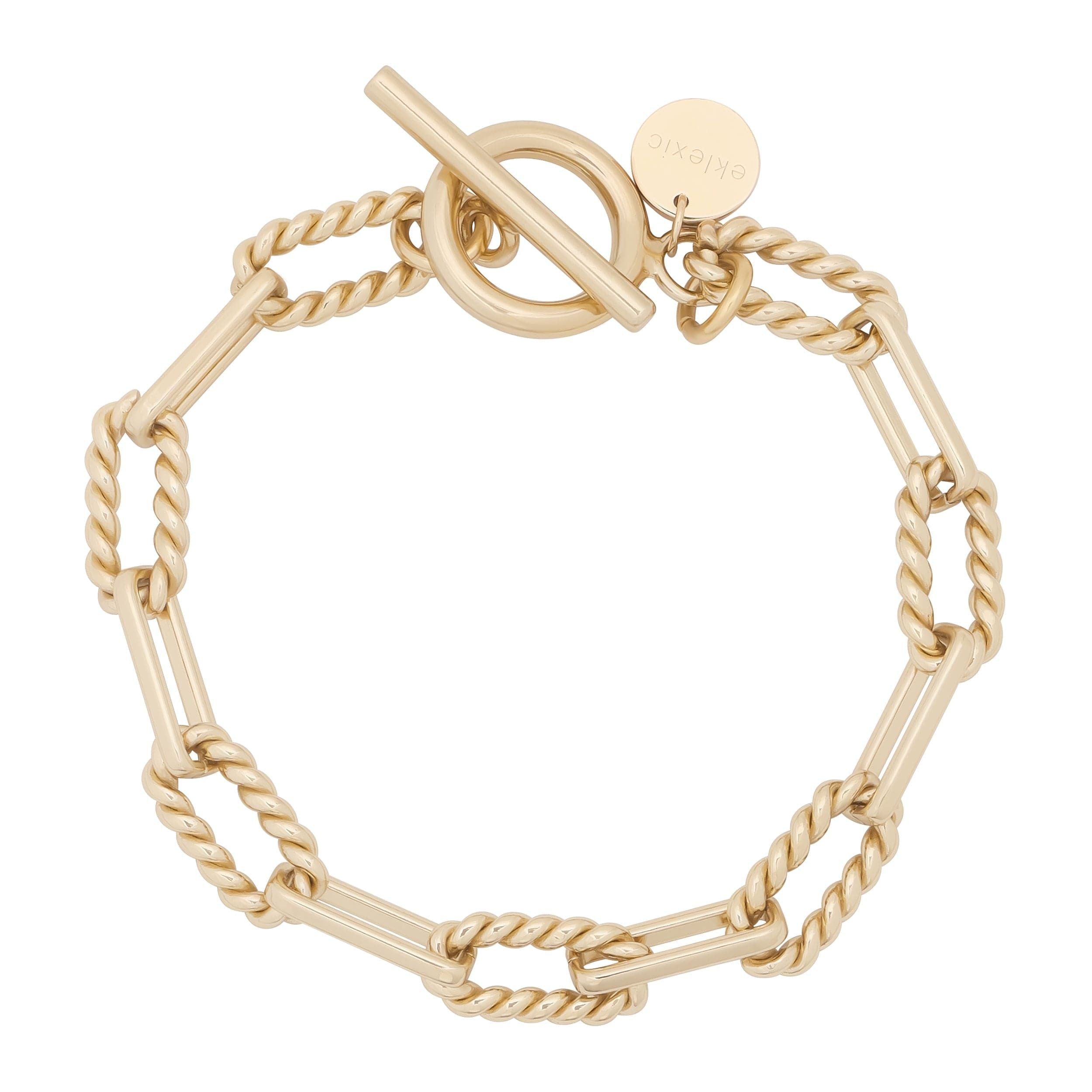 Gold-toned Enzo Toggle Chain Bracelet features alternating twisted link design