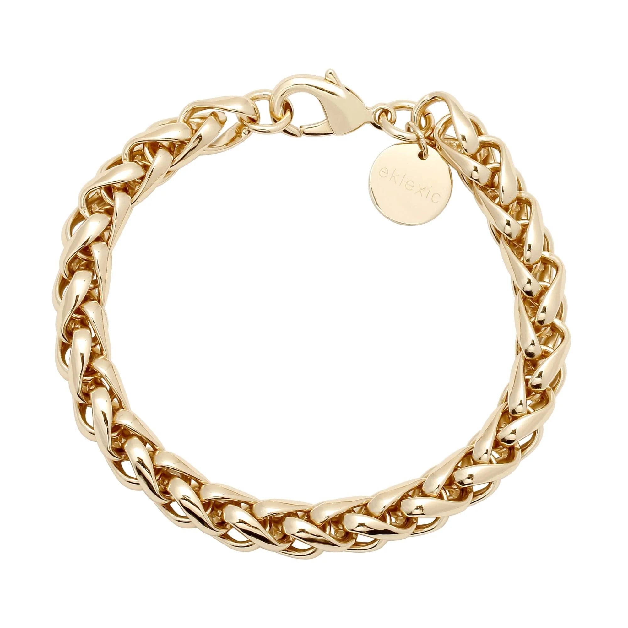 Esmé Bracelet with Chopin Chain featuring 7mm wide clasp and gold-toned round charm