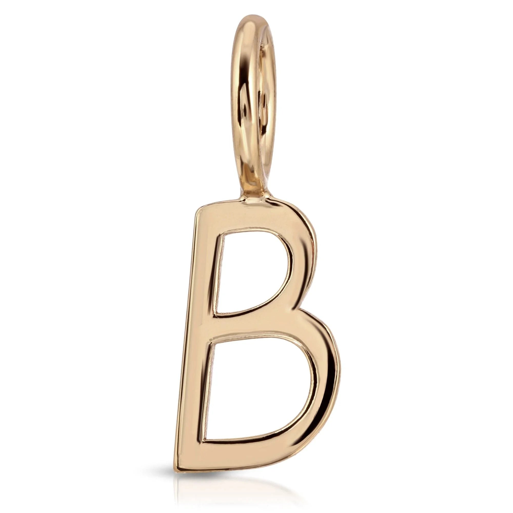 Gold letter B pendant from Essential Letters, recycled brass plated, letters measure 15mm