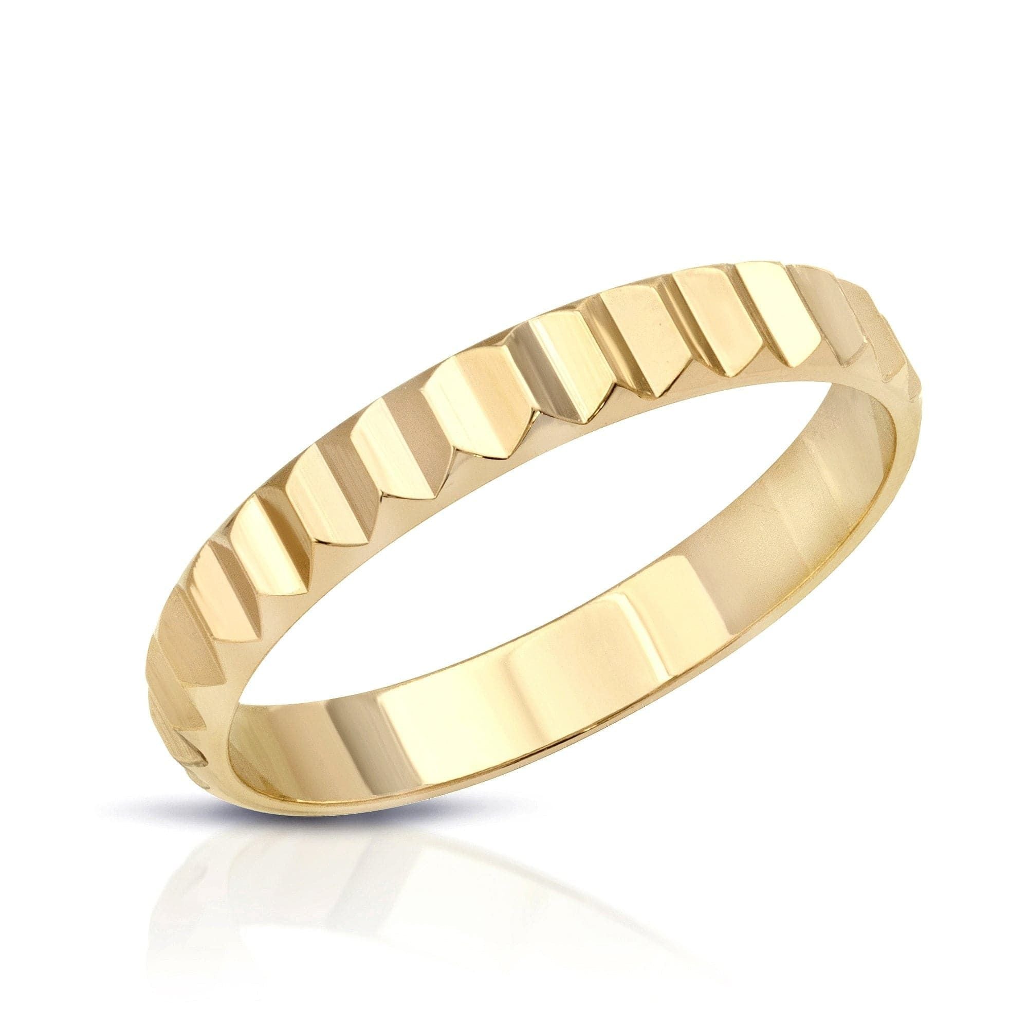 Gold Esther Ring with textured surface, 3mm wide brass ring perfect for elegant style