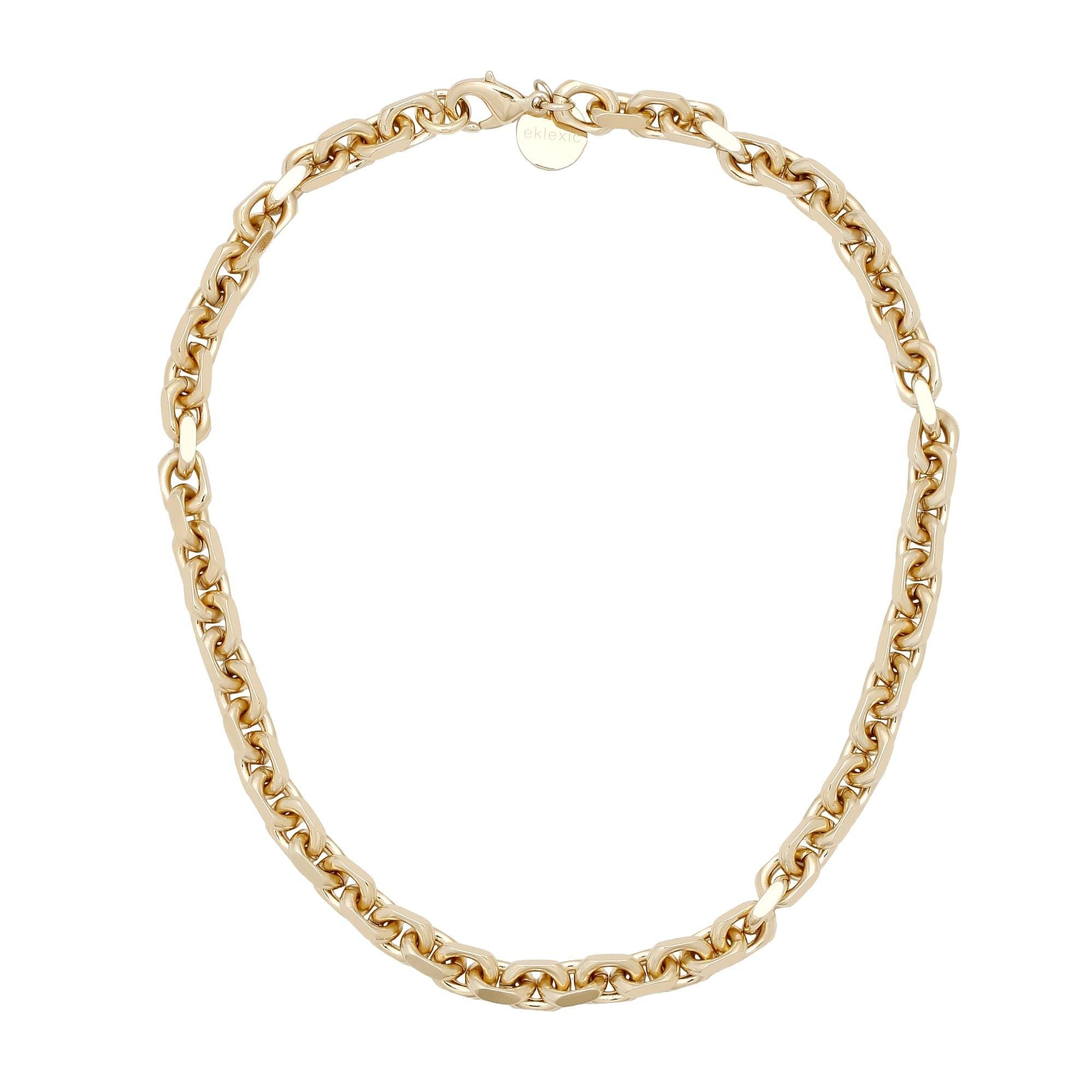 Gold-toned Gianni Necklace with cut edge cable link and lobster clasp detail