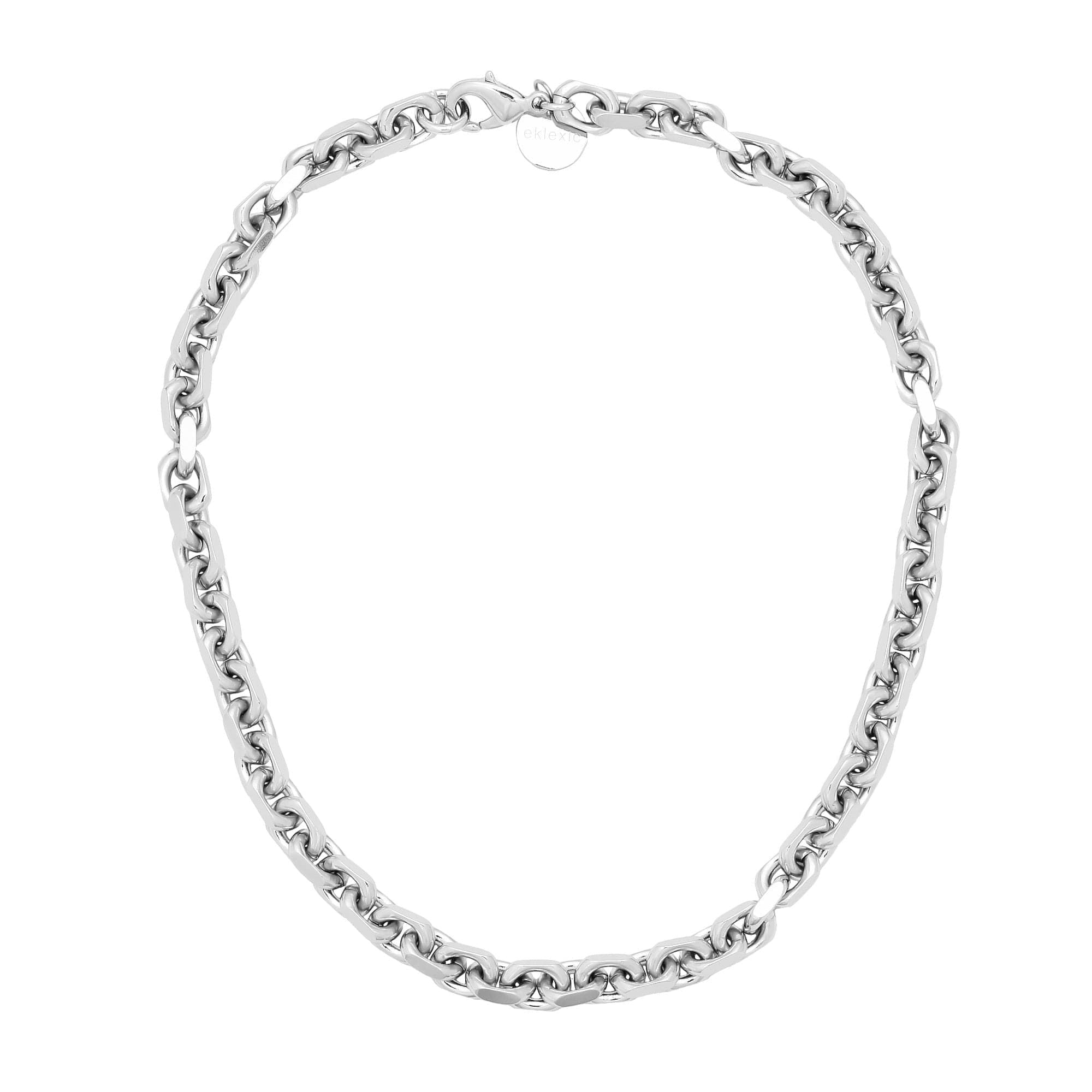 Silver chain necklace featuring a Gianni Necklace design with cut edge cable link and lobster clasp