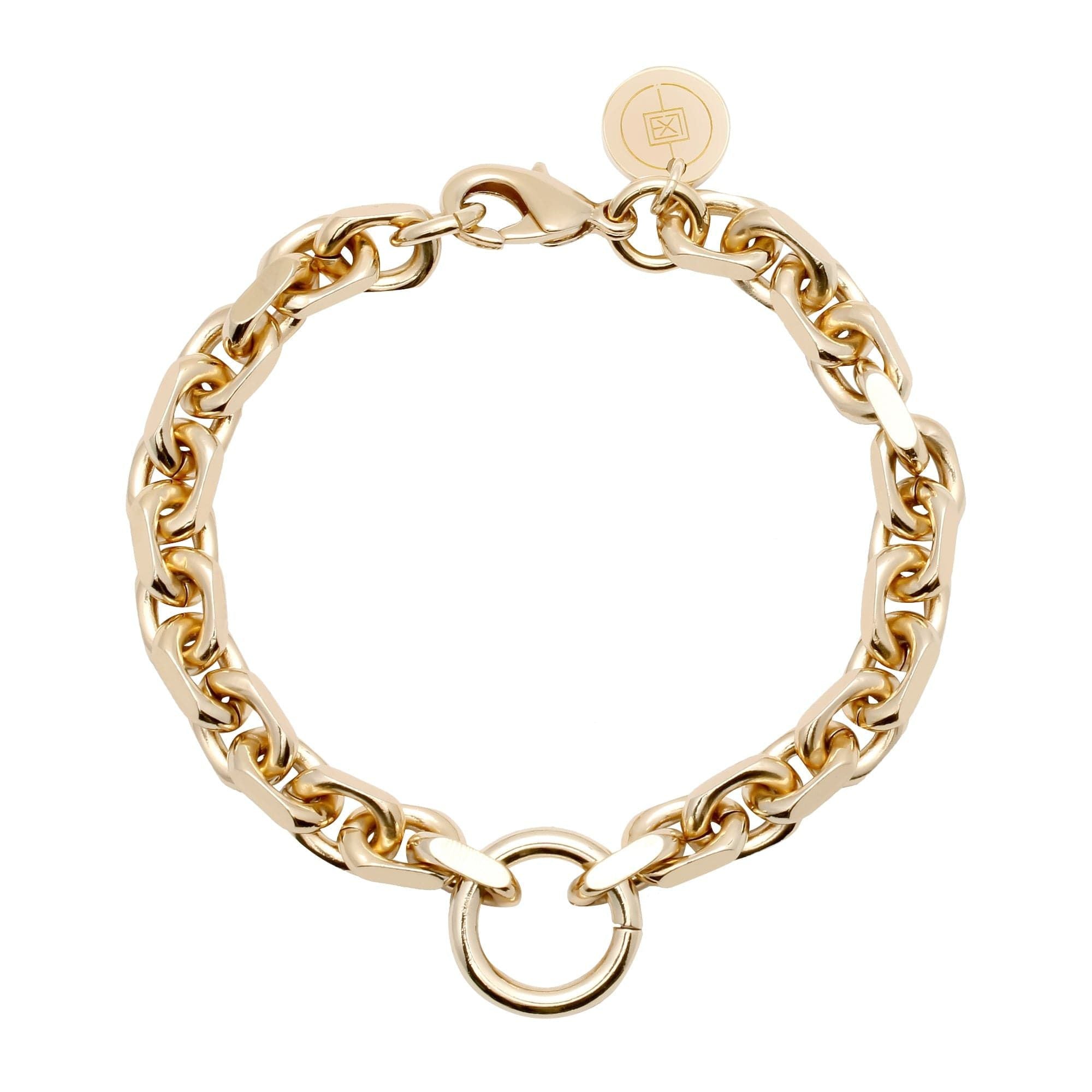 Gold chain bracelet Gigi Bracelet featuring brass link chain and lobster clasp design