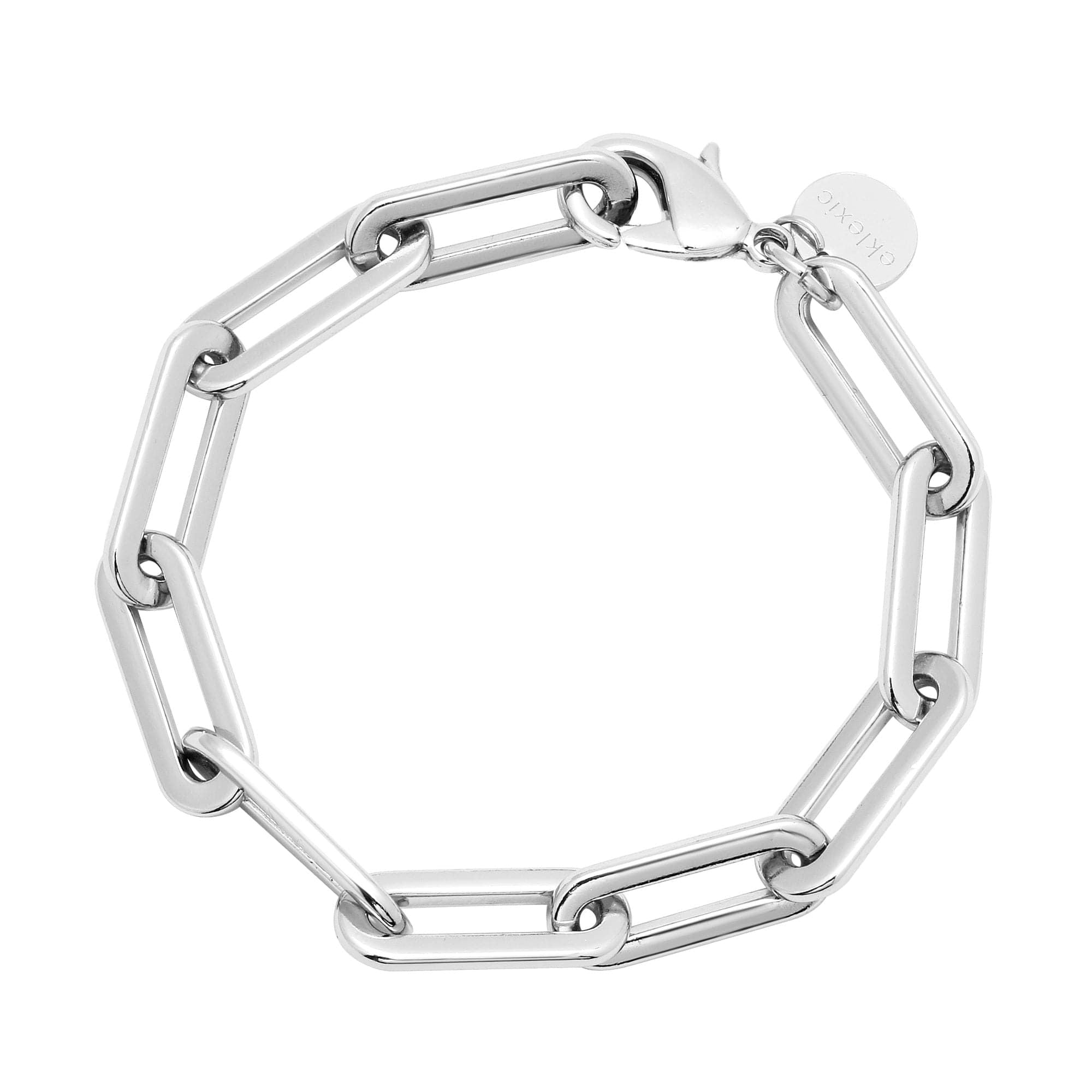 Silver chain-link Gisele Bracelet features extra large paperclip brass chain design