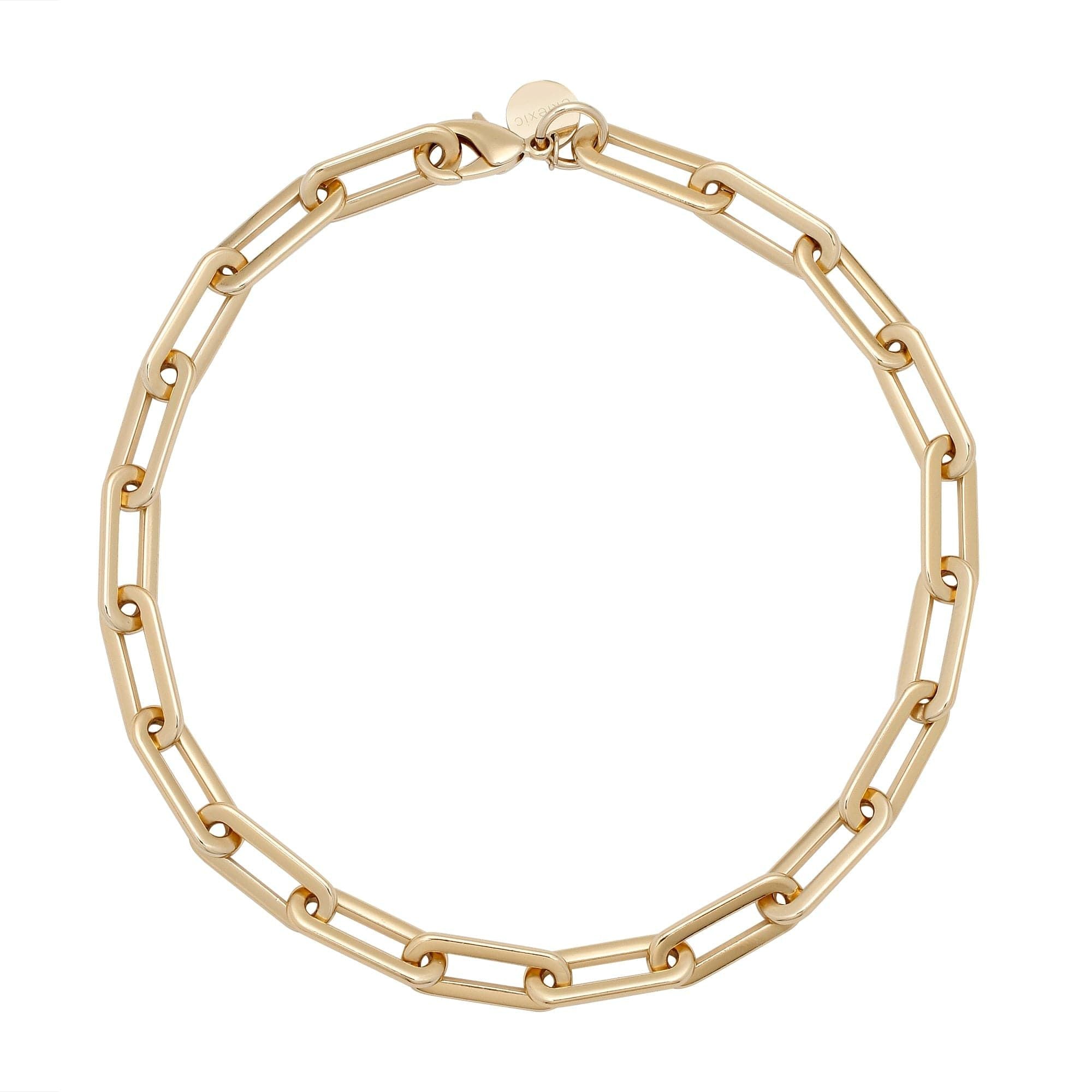 Gold chain-link bracelet featured in the eye-catching Gisele Necklace design