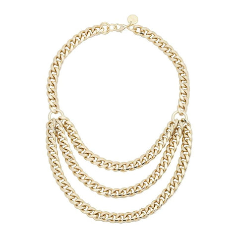 Gold-toned multi-strand chain necklace showcasing an elegant layered necklace set style