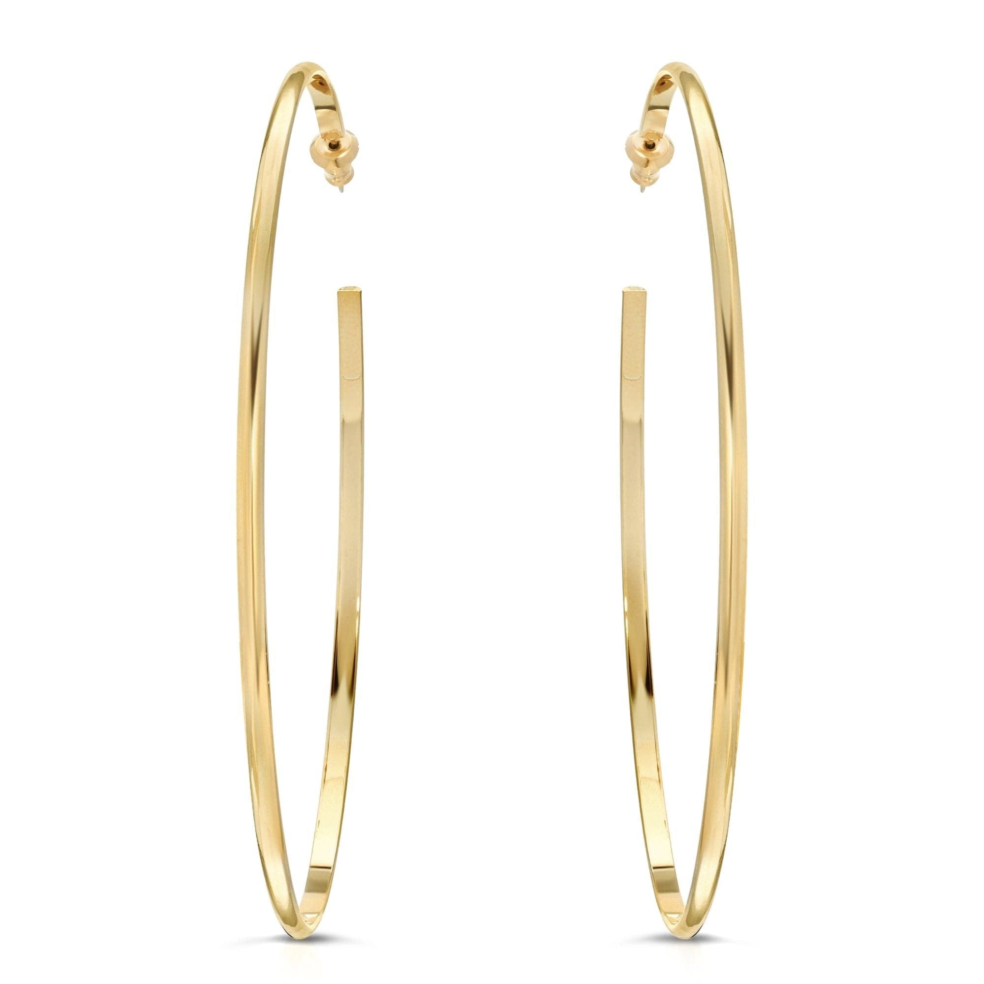 Gold hoop earrings named Hannah Hoops, featuring a stylish domed shape and elegant design