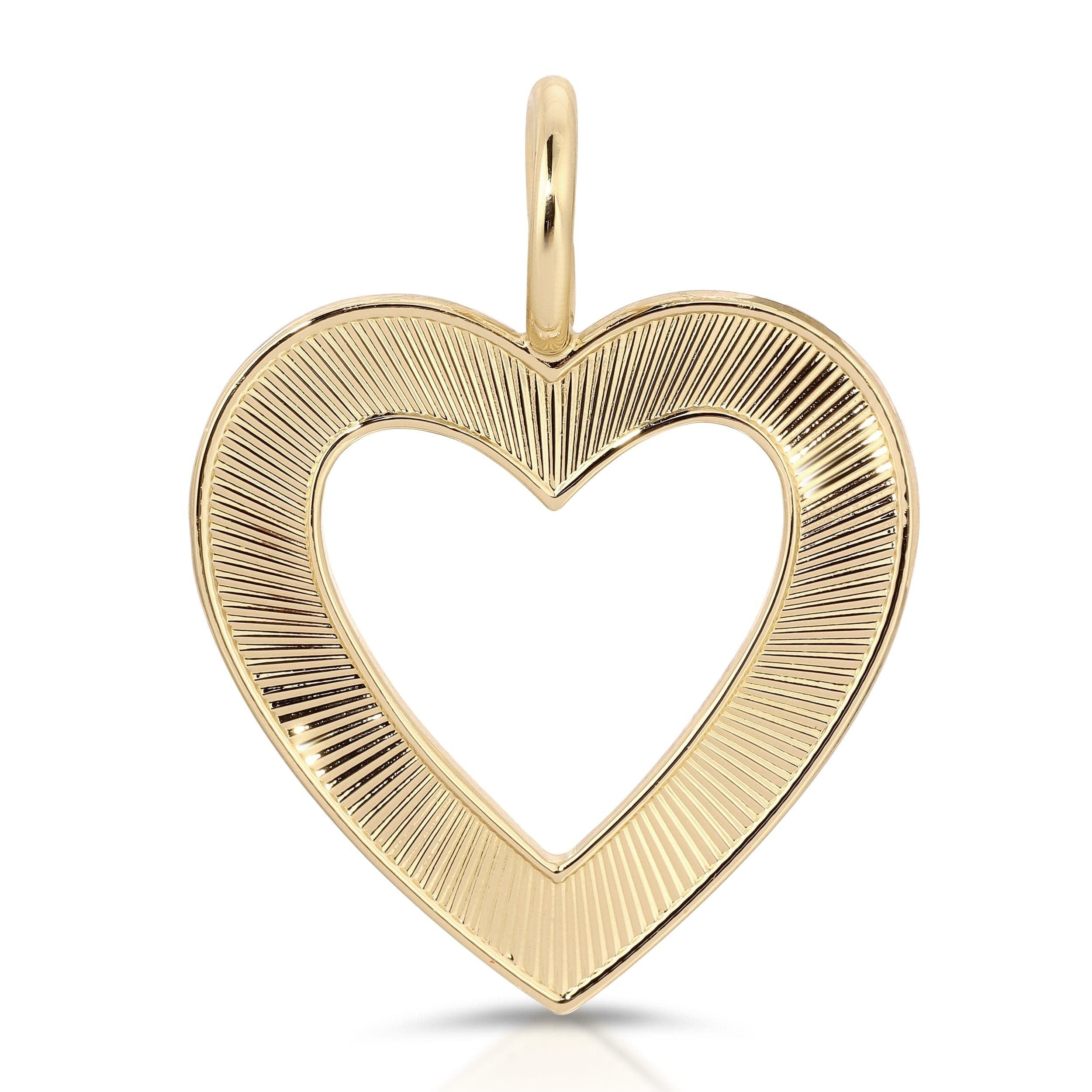 Gold heart pendant of Hannah Open Heart Pendant in recycled brass finishes