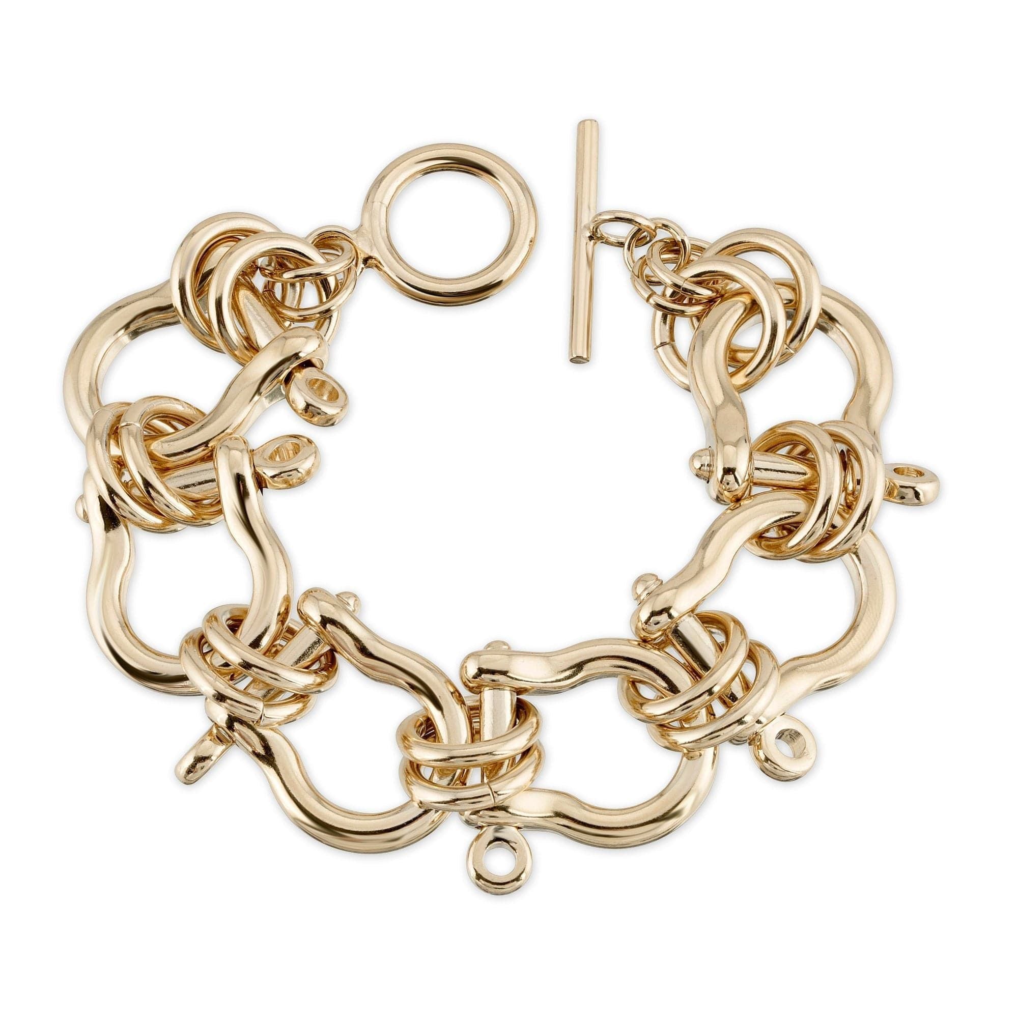 Gold-toned chain-link bracelet with toggle clasp, part of the Harrison Anklet, an incredible statement piece