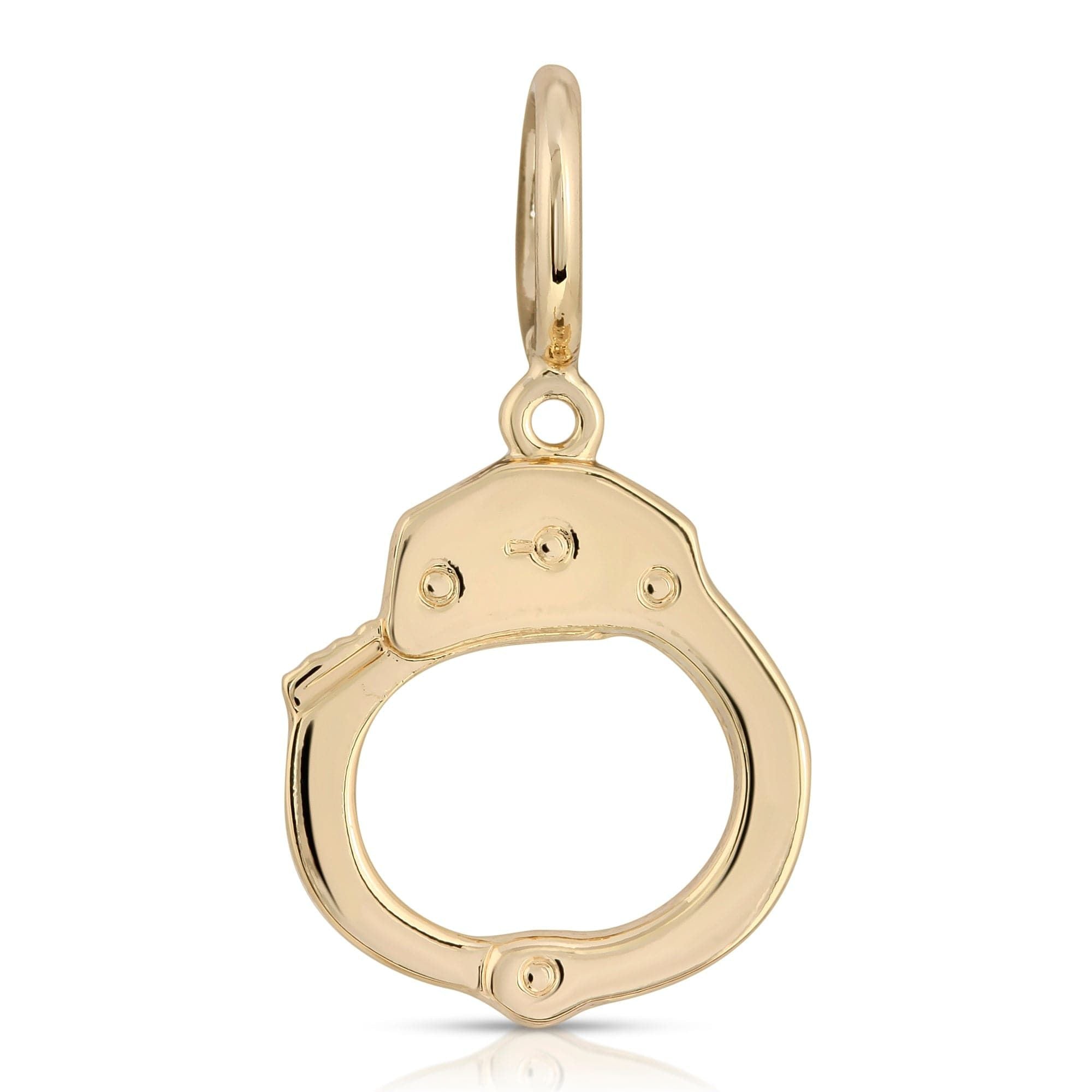 Gold handcuff pendant on Hector Charm, brass plated 14k for stylish accessories