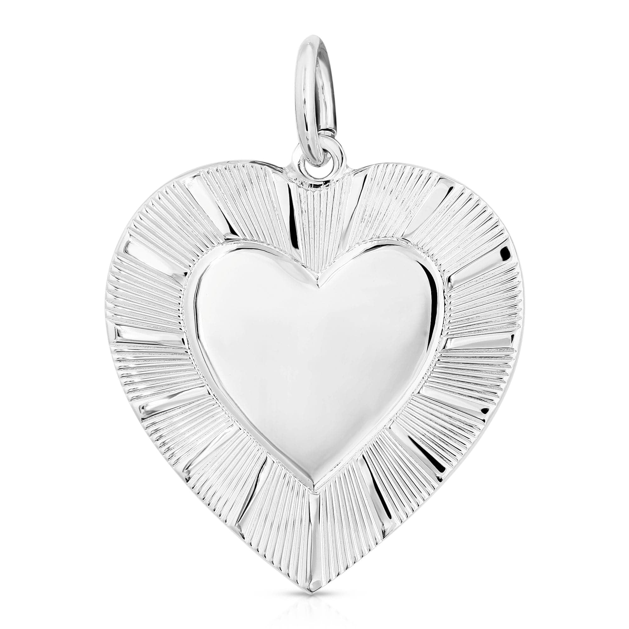 Silver Hildegard Pendant heart with radiating design, brass plated 14k finish