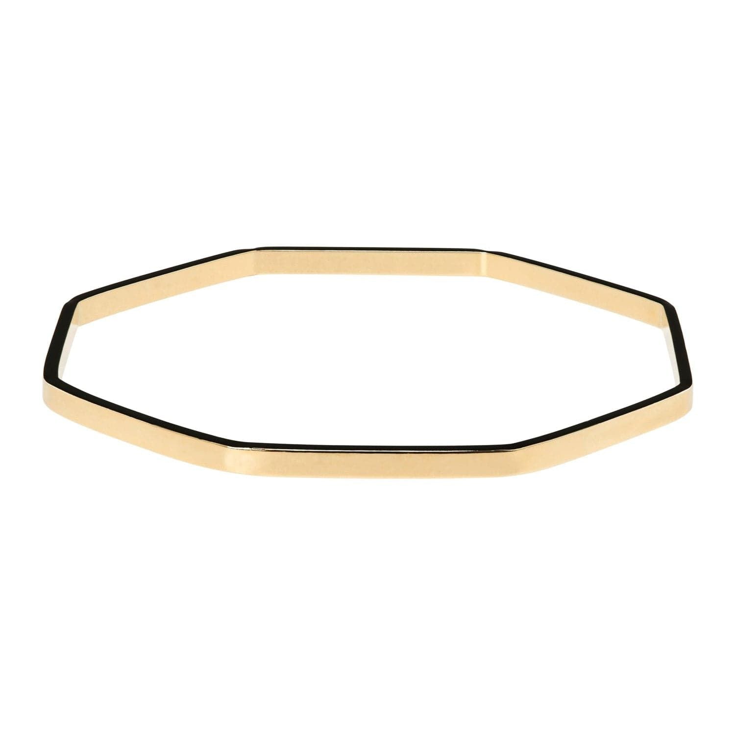 Gold-colored octagon shaped Jerry Bangle in 14k yellow gold jewelry