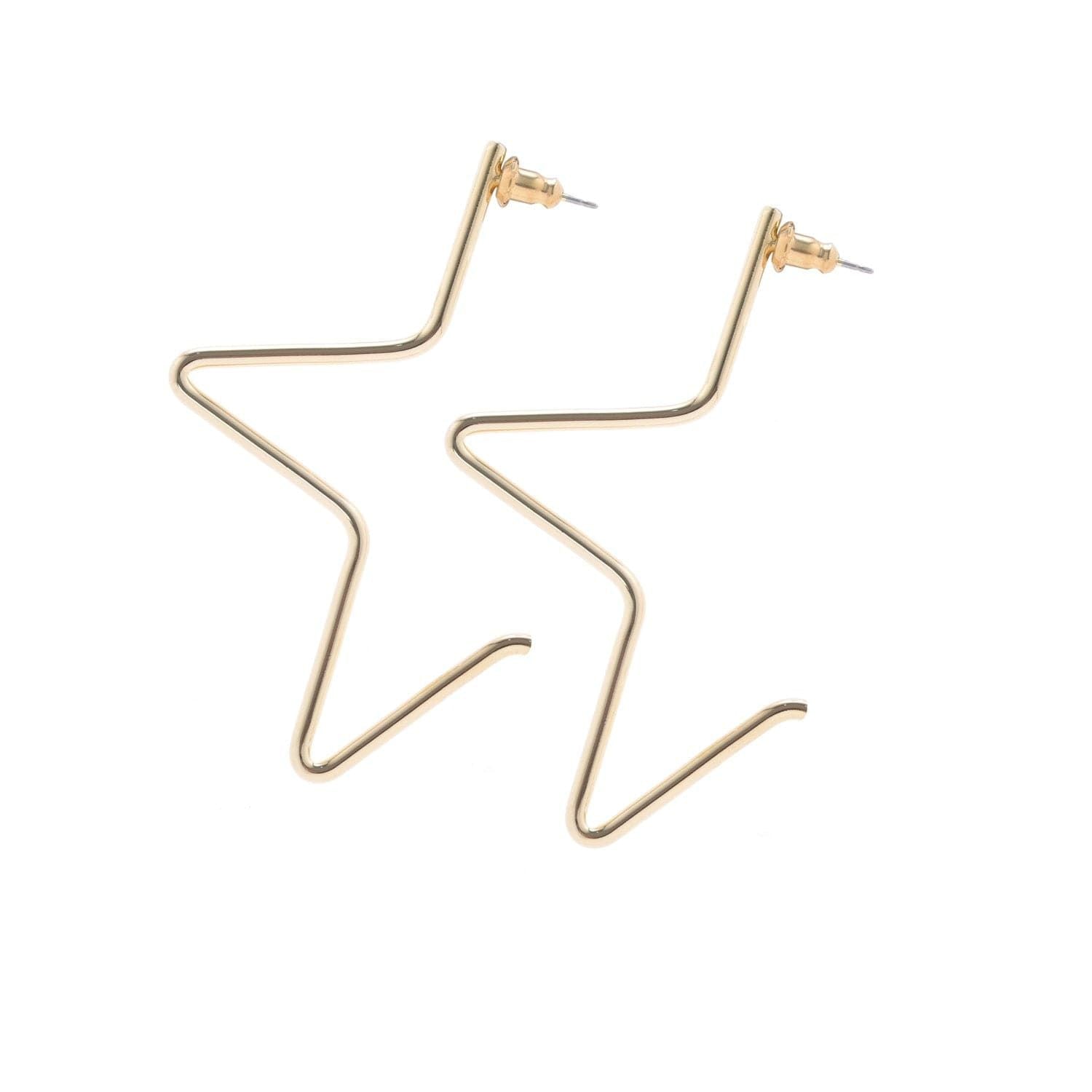 Large 1/2 Star Earrings in 14k yellow gold with star shape design for elegant style