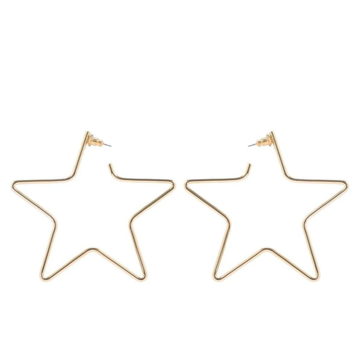 Gold star hoop earrings from Large Full Star Earrings collection stylish and trendy