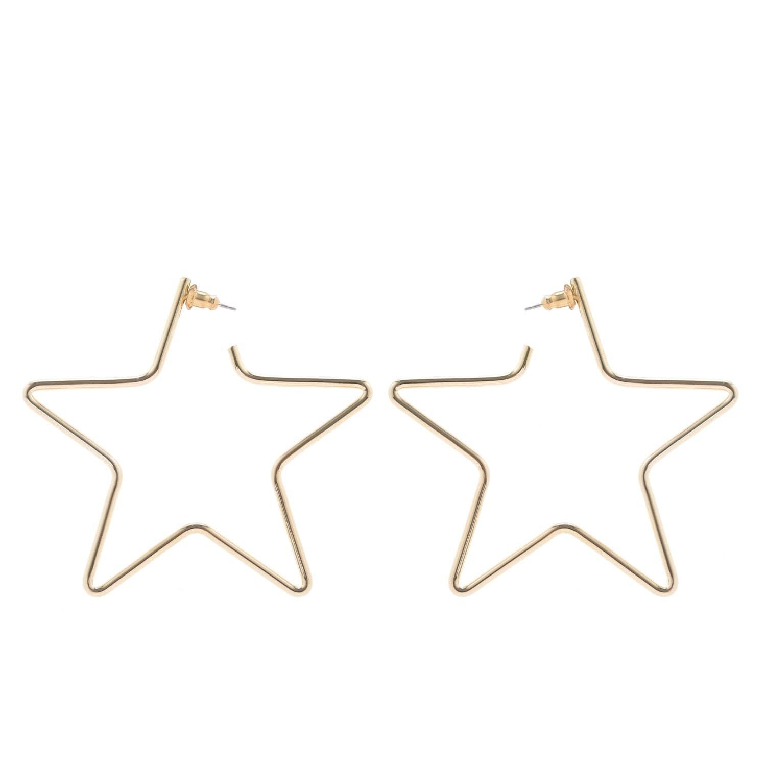 Large Full Star Earrings featuring 14k yellow gold star hoop jewelry design