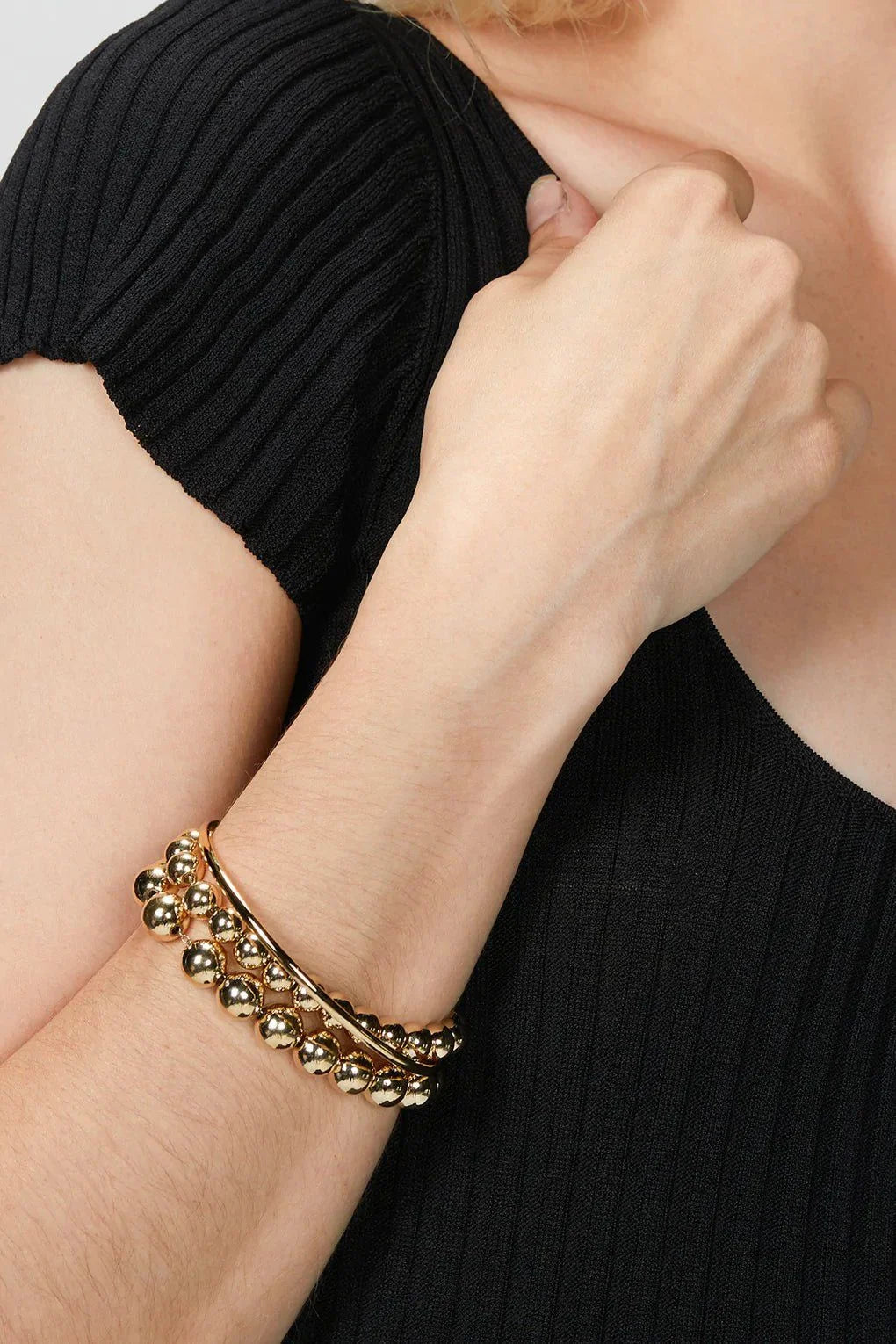 Large Gold Ball Bracelet featuring elegant gold ball beaded design