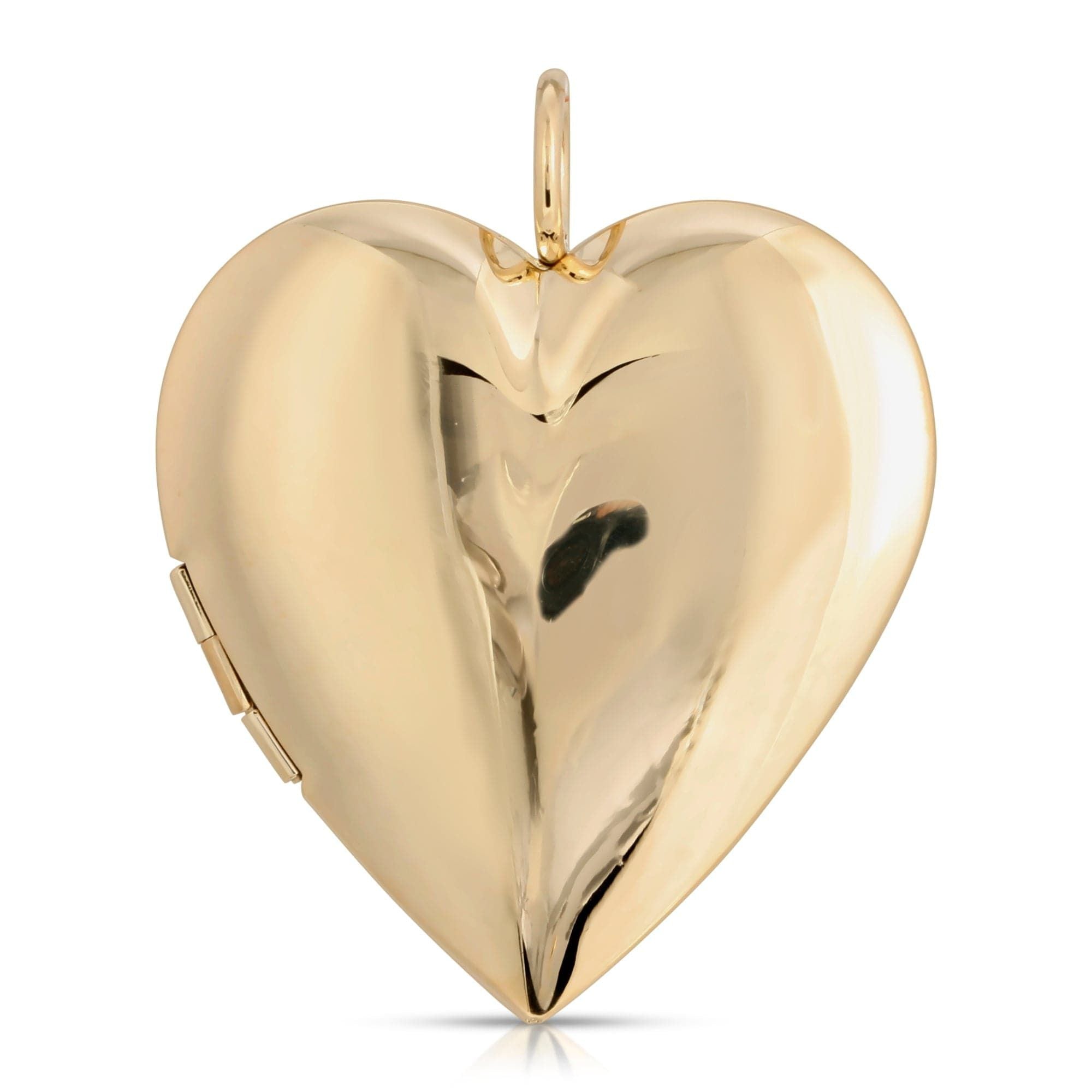 Shiny gold heart locket from the Large Hamilton Locket collection, brass plated 14k